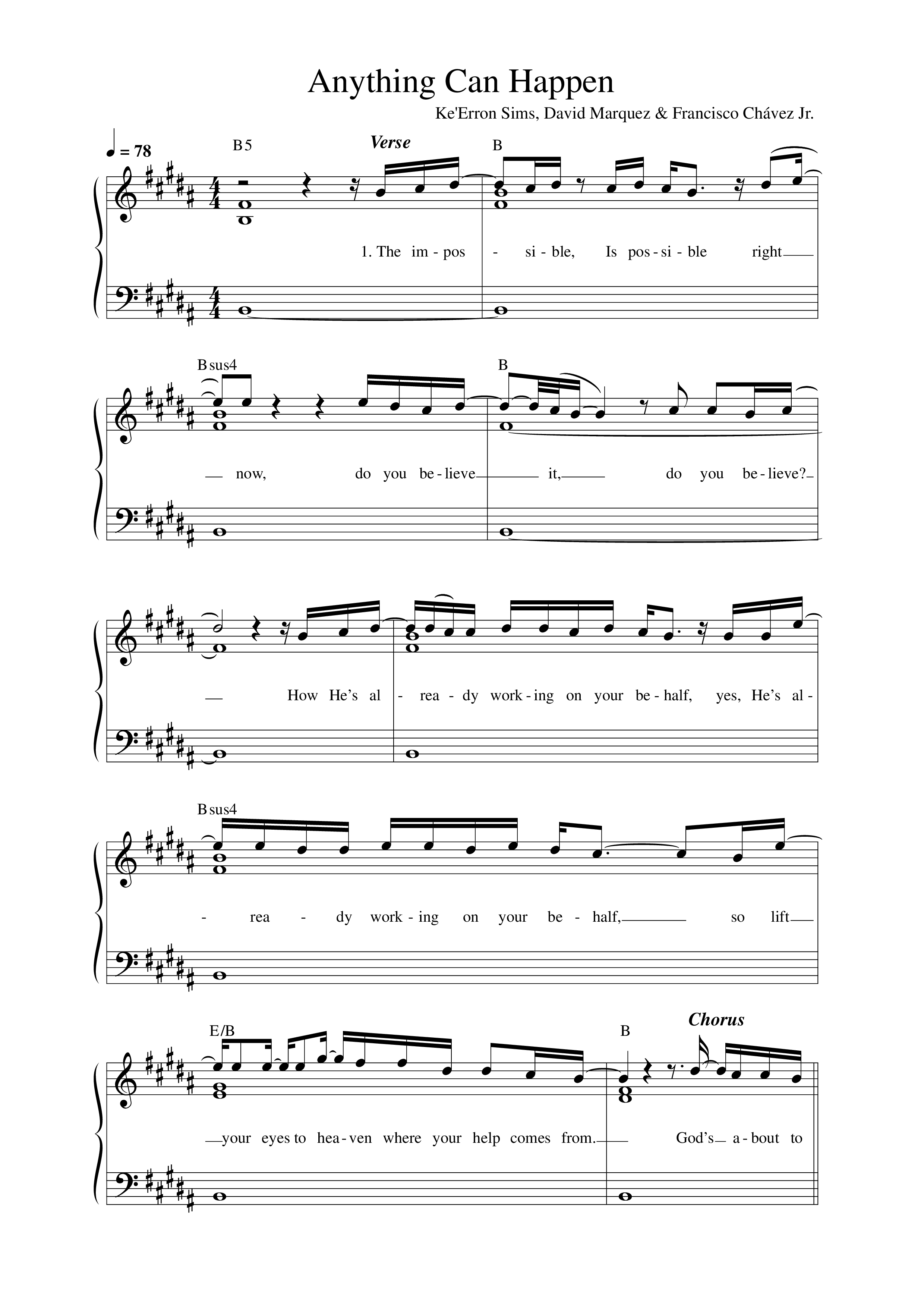 Anything Can Happen (Live) Lead Sheet Melody (Ke'Erron)