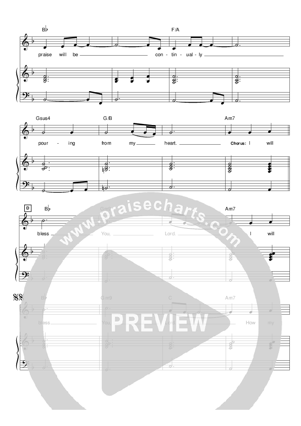 I Will Bless You Lord Lead & Piano (Hillsong Worship)