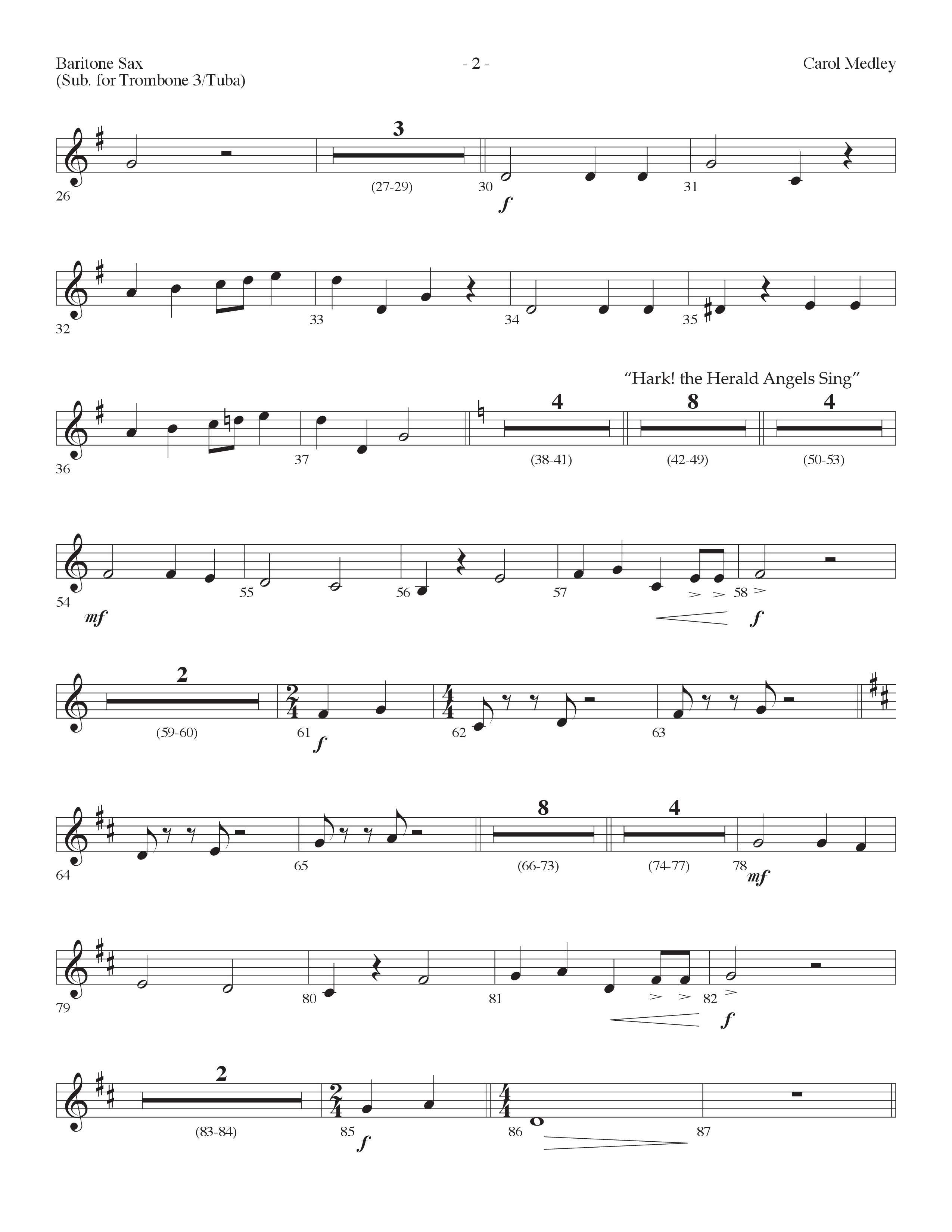 Carol Medley (Choral Anthem SATB) Bari Sax (Lifeway Choral / Arr. Dennis Allen)