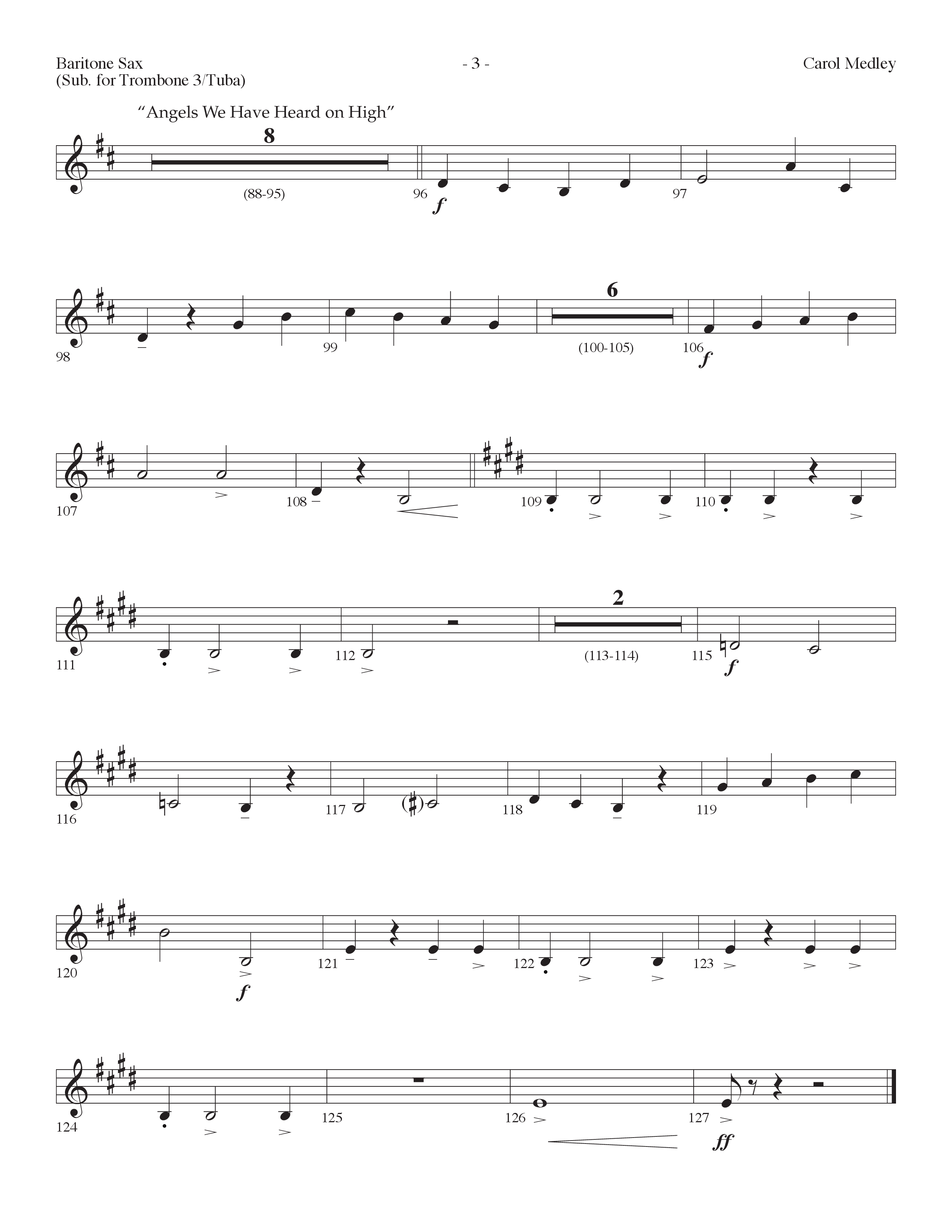 Carol Medley (Choral Anthem SATB) Bari Sax (Lifeway Choral / Arr. Dennis Allen)