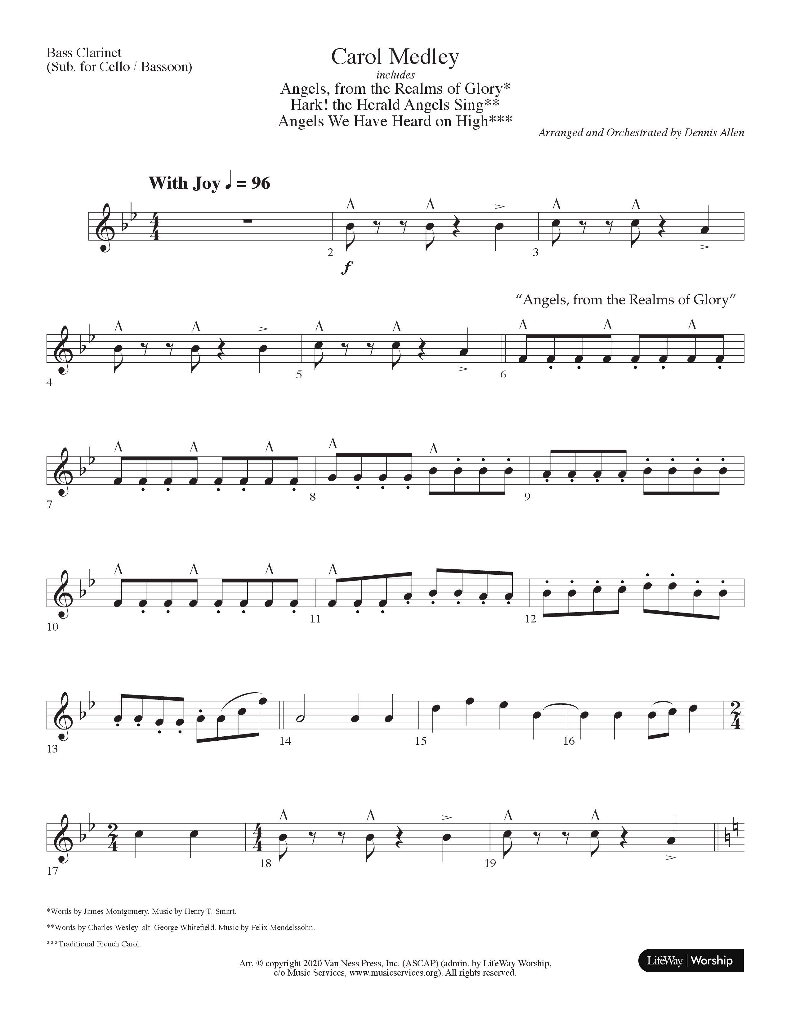 Carol Medley (Choral Anthem SATB) Bass Clarinet (Lifeway Choral / Arr. Dennis Allen)
