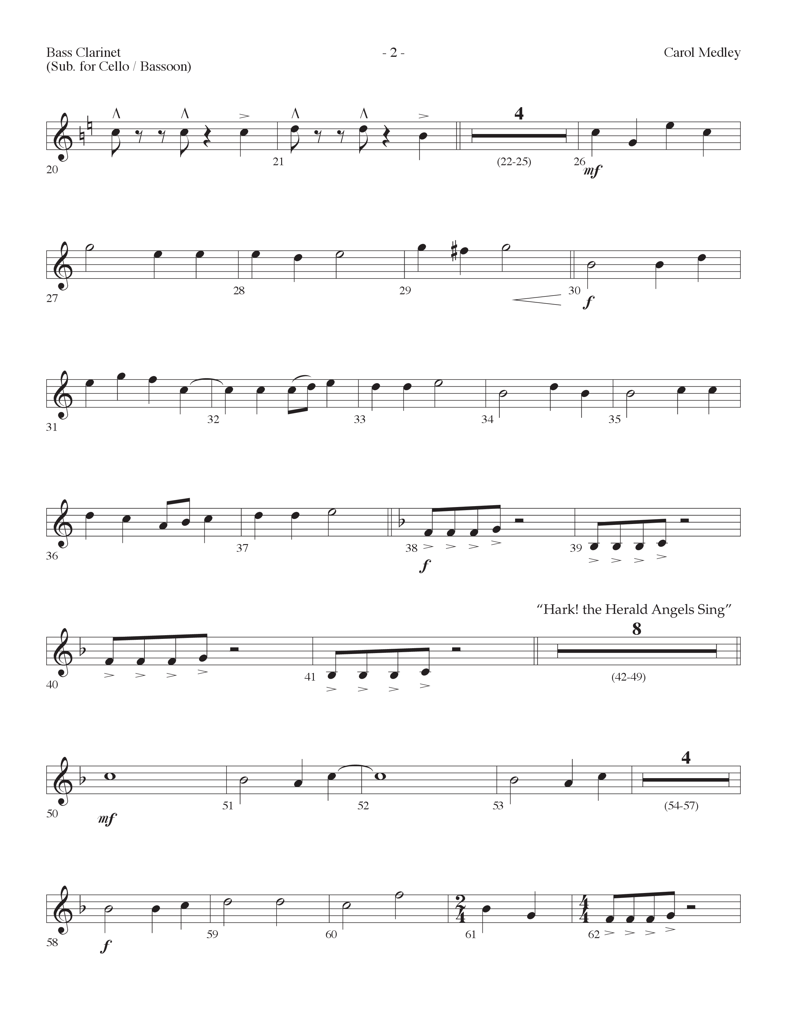 Carol Medley (Choral Anthem SATB) Bass Clarinet (Lifeway Choral / Arr. Dennis Allen)