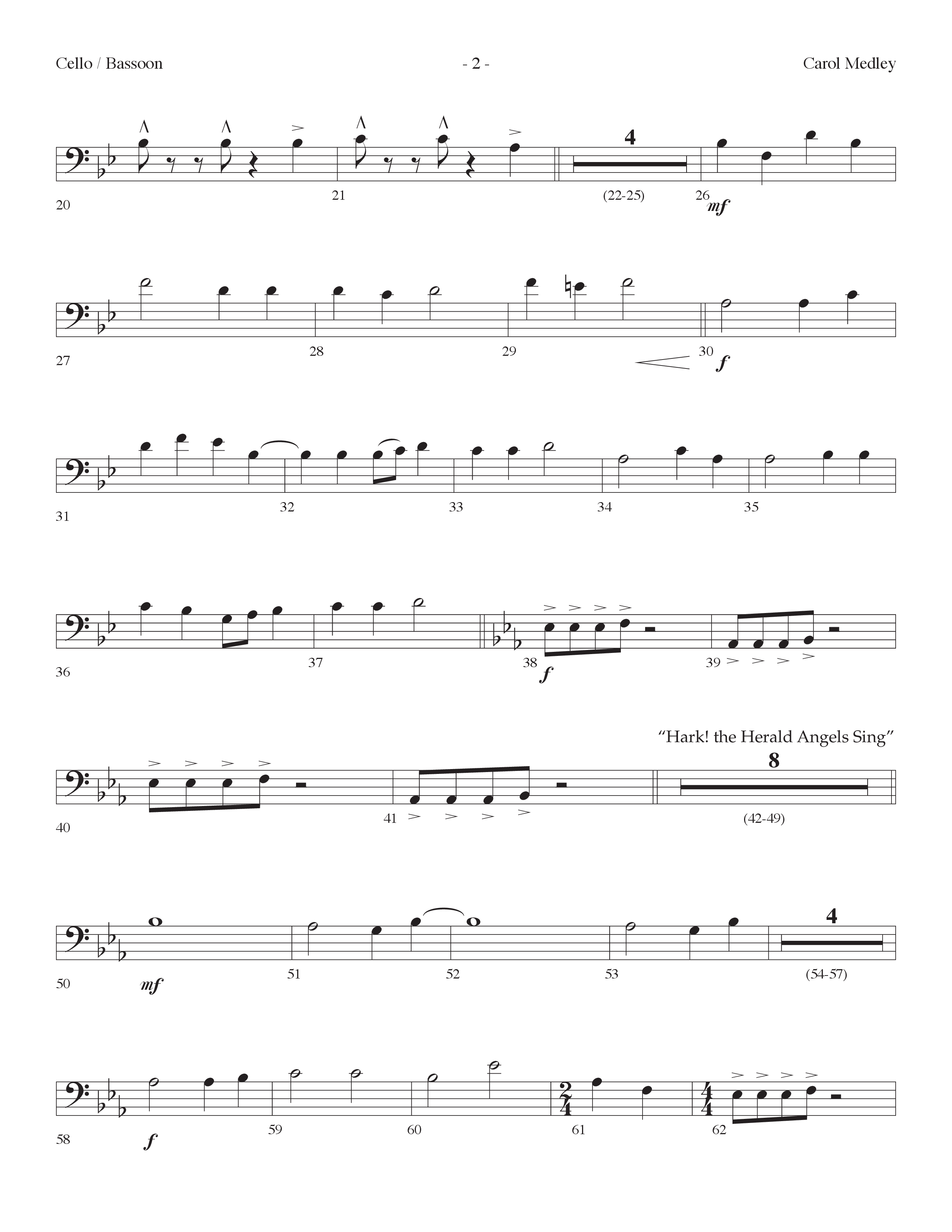 Carol Medley (Choral Anthem SATB) Cello (Lifeway Choral / Arr. Dennis Allen)