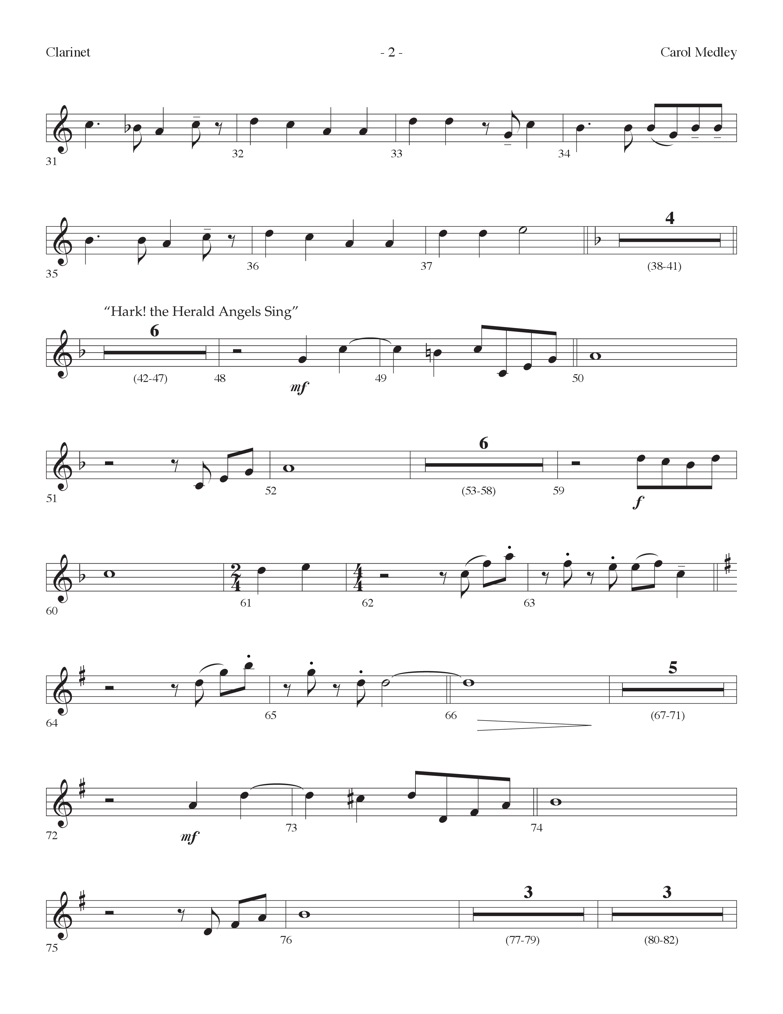 Carol Medley (Choral Anthem SATB) Clarinet (Lifeway Choral / Arr. Dennis Allen)
