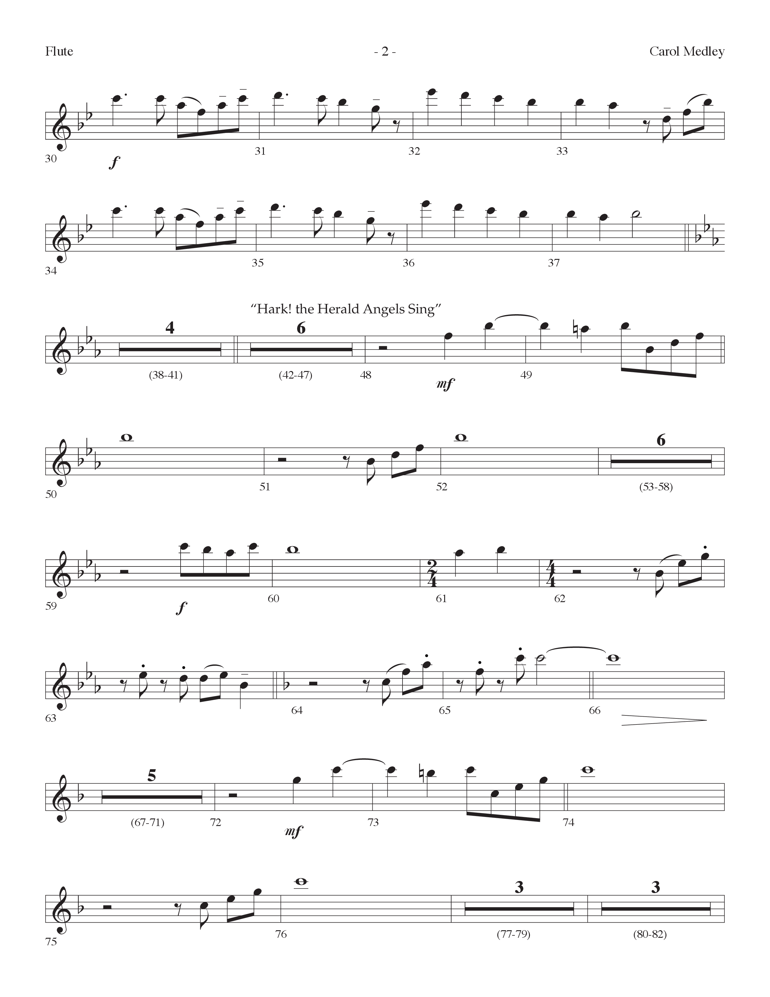 Carol Medley (Choral Anthem SATB) Flute (Lifeway Choral / Arr. Dennis Allen)