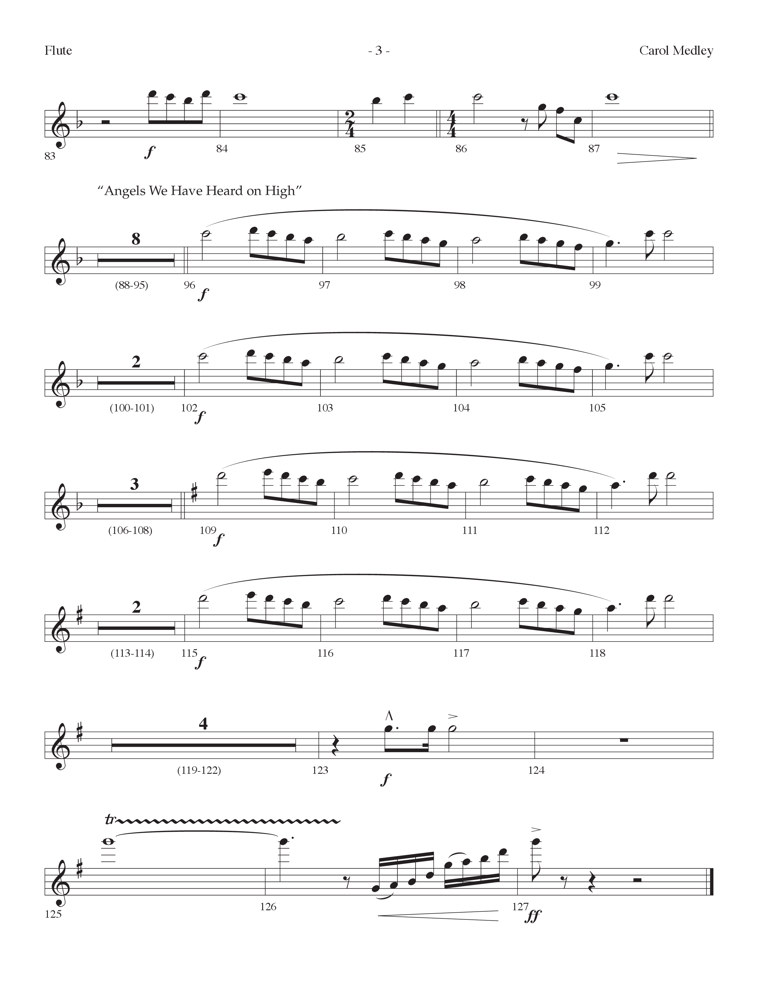 Carol Medley (Choral Anthem SATB) Flute (Lifeway Choral / Arr. Dennis Allen)