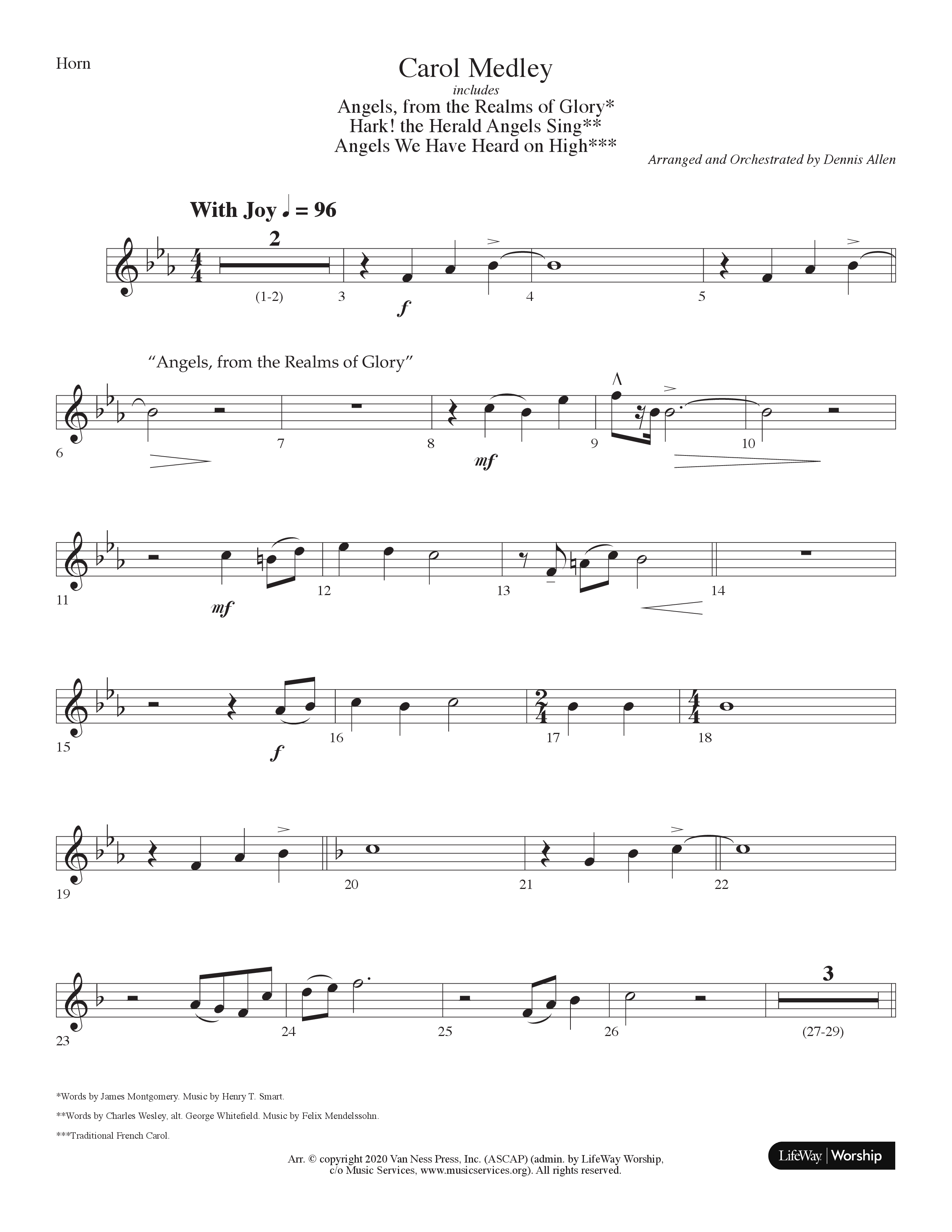 Carol Medley (Choral Anthem SATB) French Horn (Lifeway Choral / Arr. Dennis Allen)
