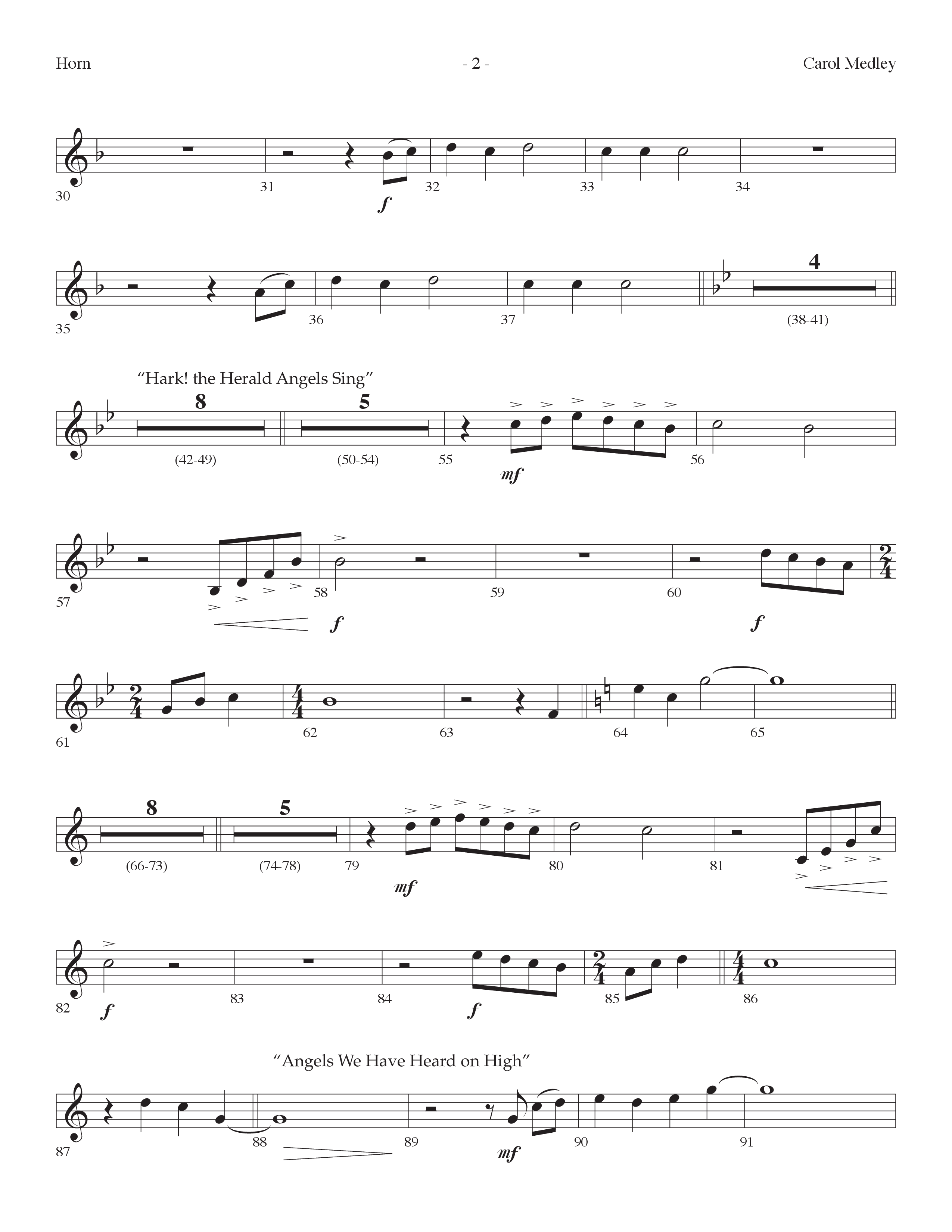 Carol Medley (Choral Anthem SATB) French Horn (Lifeway Choral / Arr. Dennis Allen)