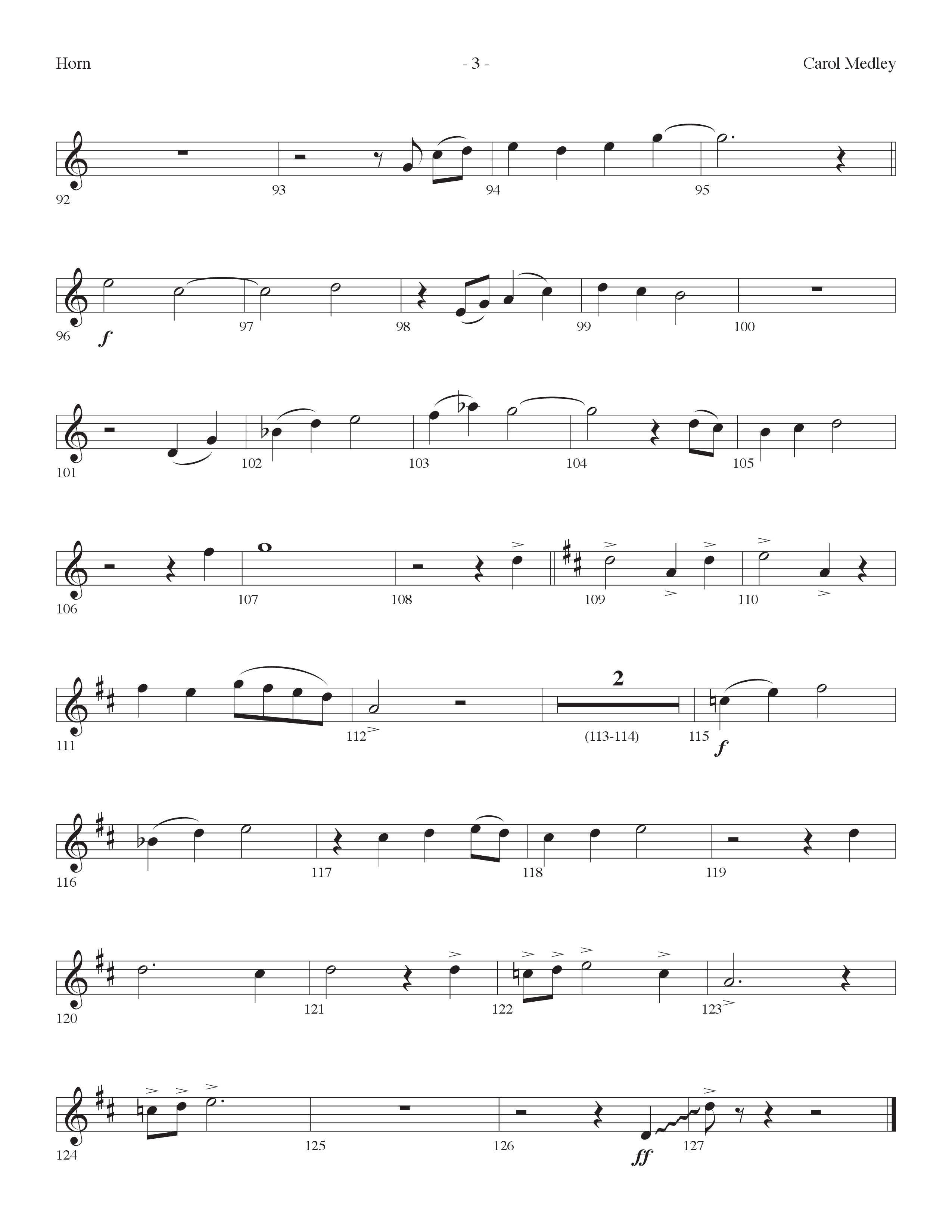 Carol Medley (Choral Anthem SATB) French Horn (Lifeway Choral / Arr. Dennis Allen)