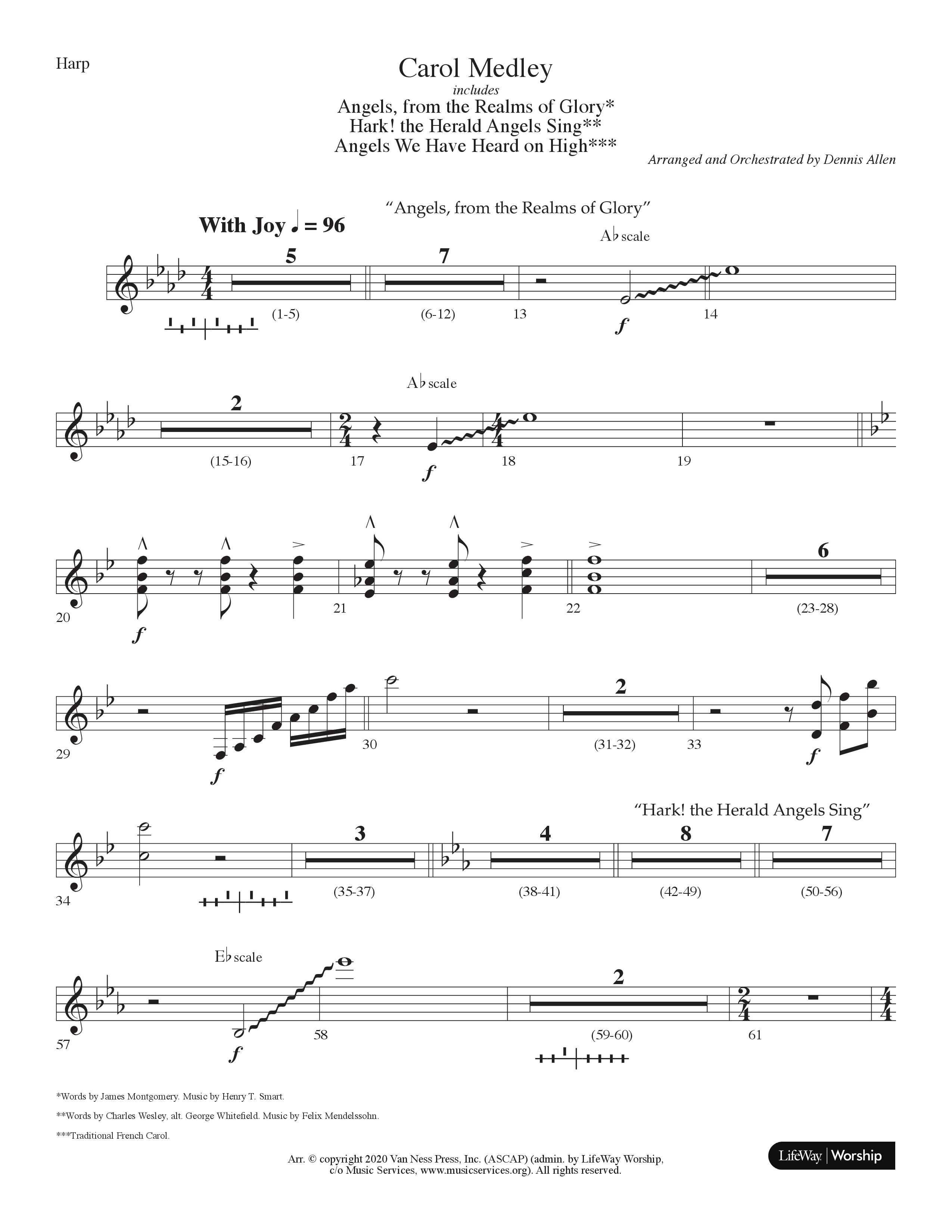 Carol Medley (Choral Anthem SATB) Harp (Lifeway Choral / Arr. Dennis Allen)