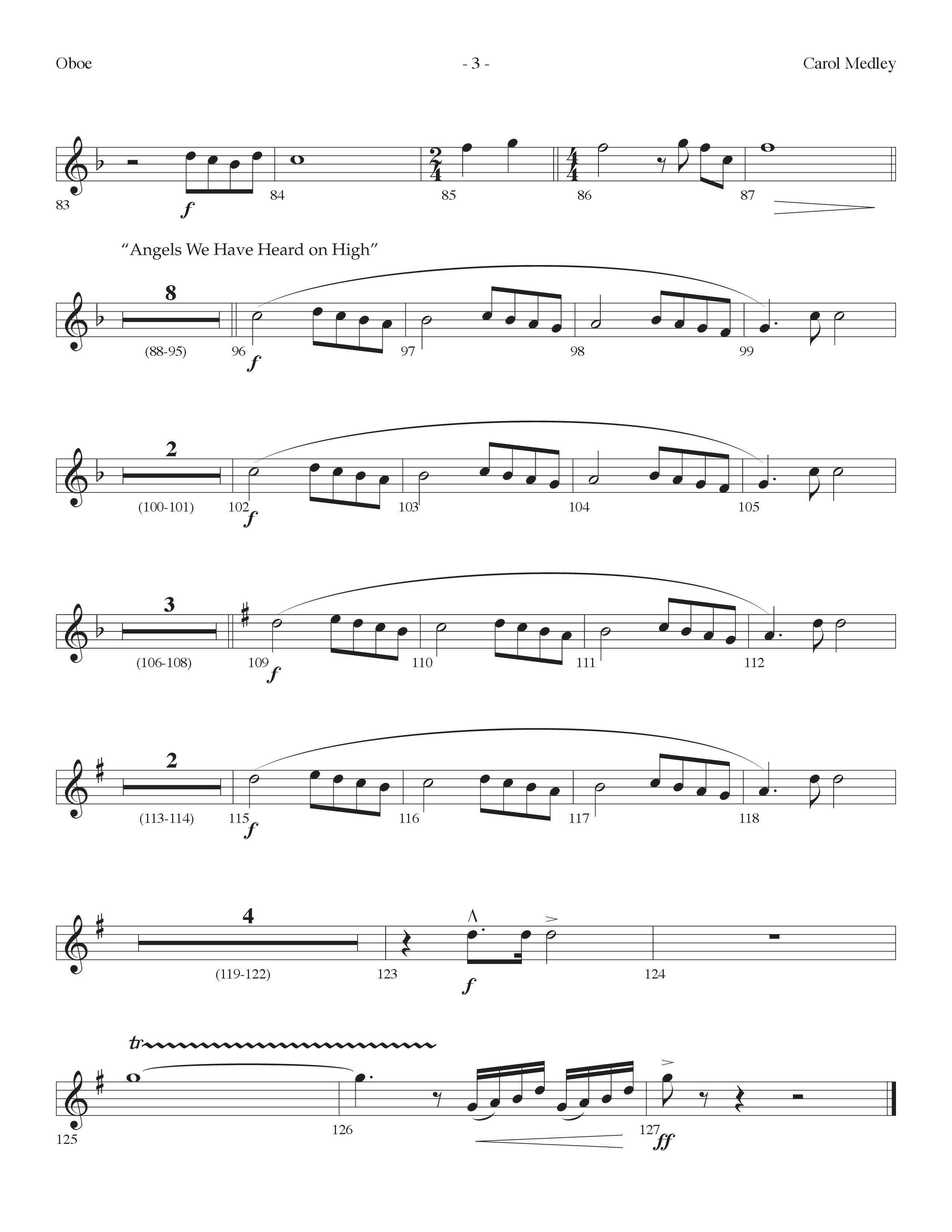 Carol Medley (Choral Anthem SATB) Oboe (Lifeway Choral / Arr. Dennis Allen)