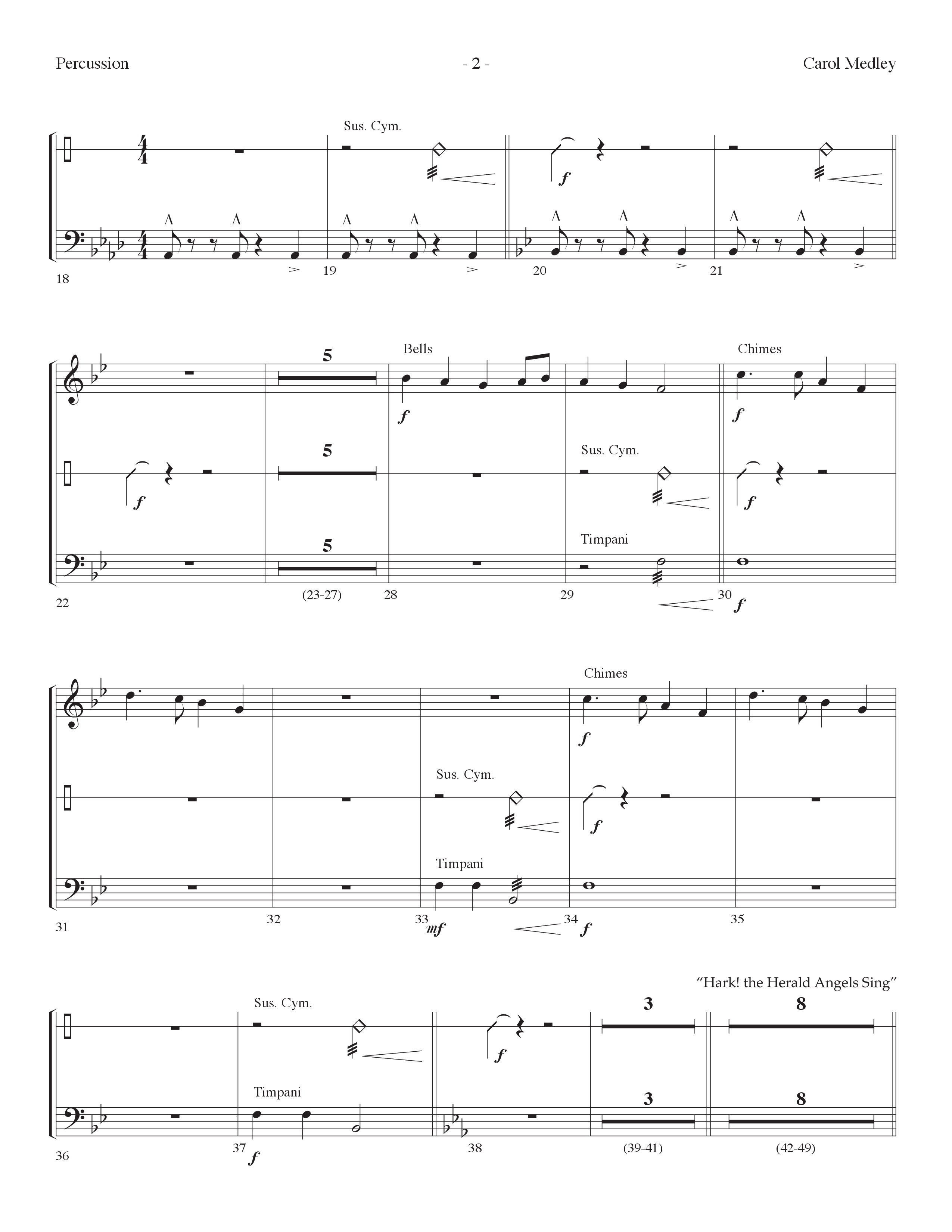 Carol Medley (Choral Anthem SATB) Percussion (Lifeway Choral / Arr. Dennis Allen)
