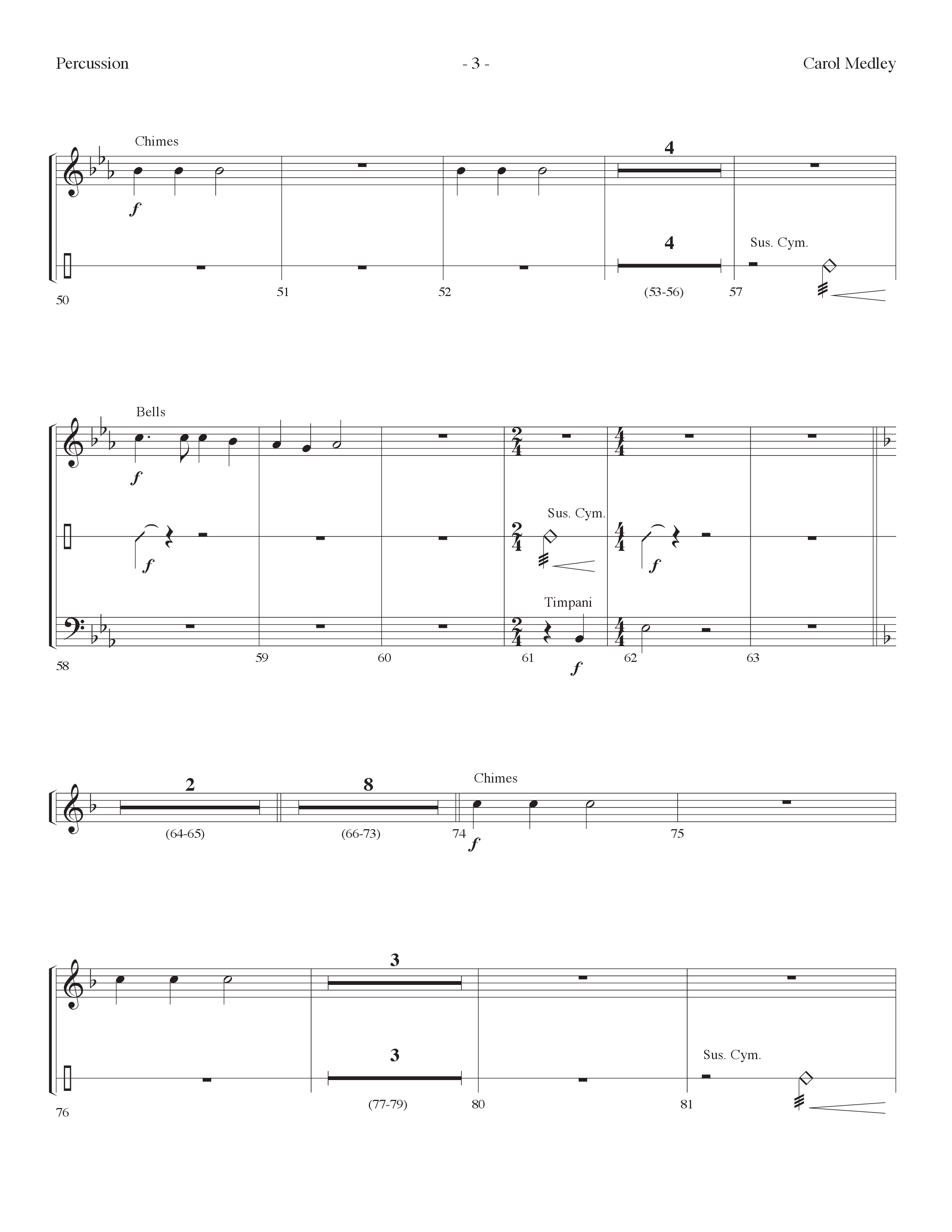 Carol Medley (Choral Anthem SATB) Percussion (Lifeway Choral / Arr. Dennis Allen)