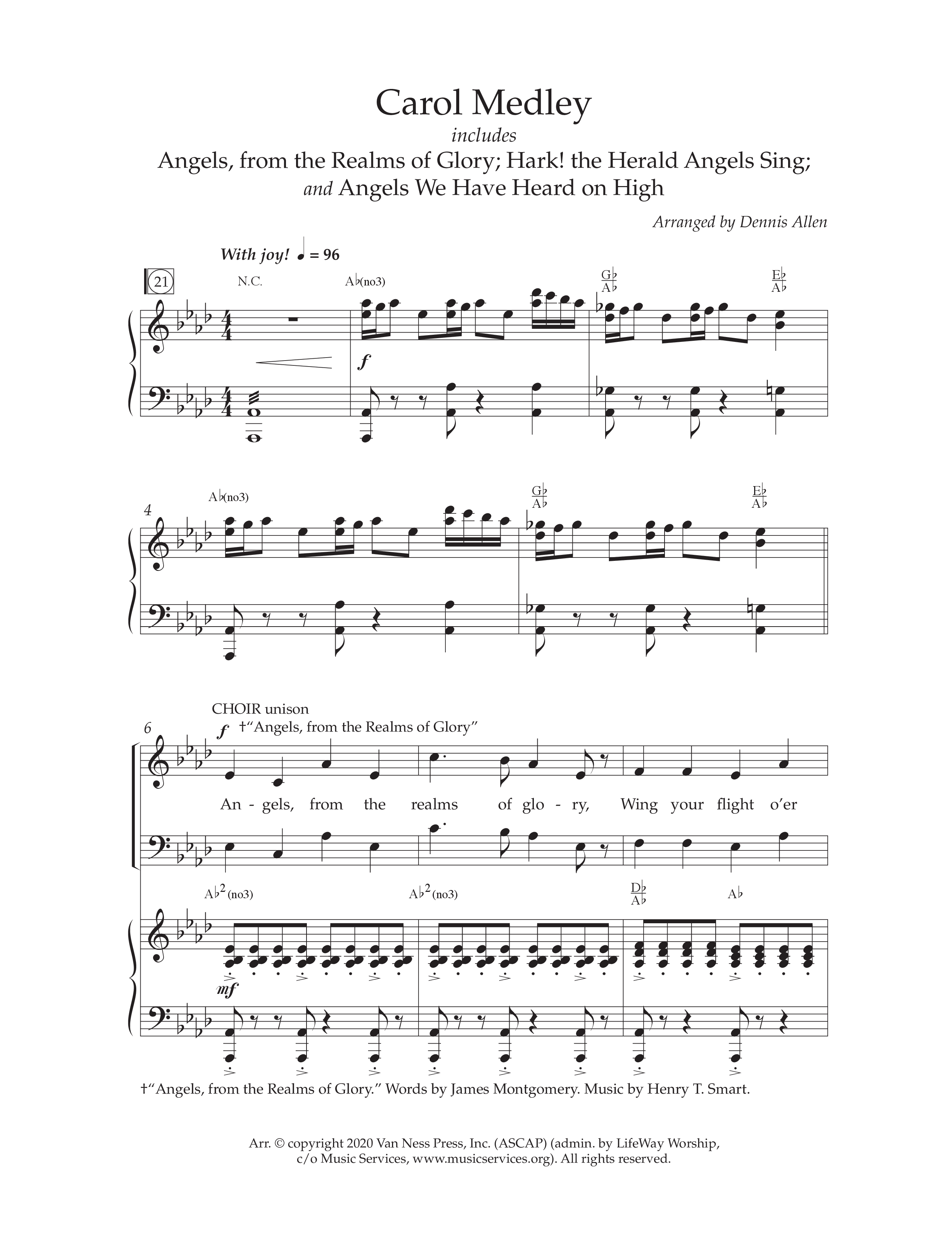Carol Medley (Choral Anthem SATB) Anthem (SATB/Piano) (Lifeway Choral / Arr. Dennis Allen)
