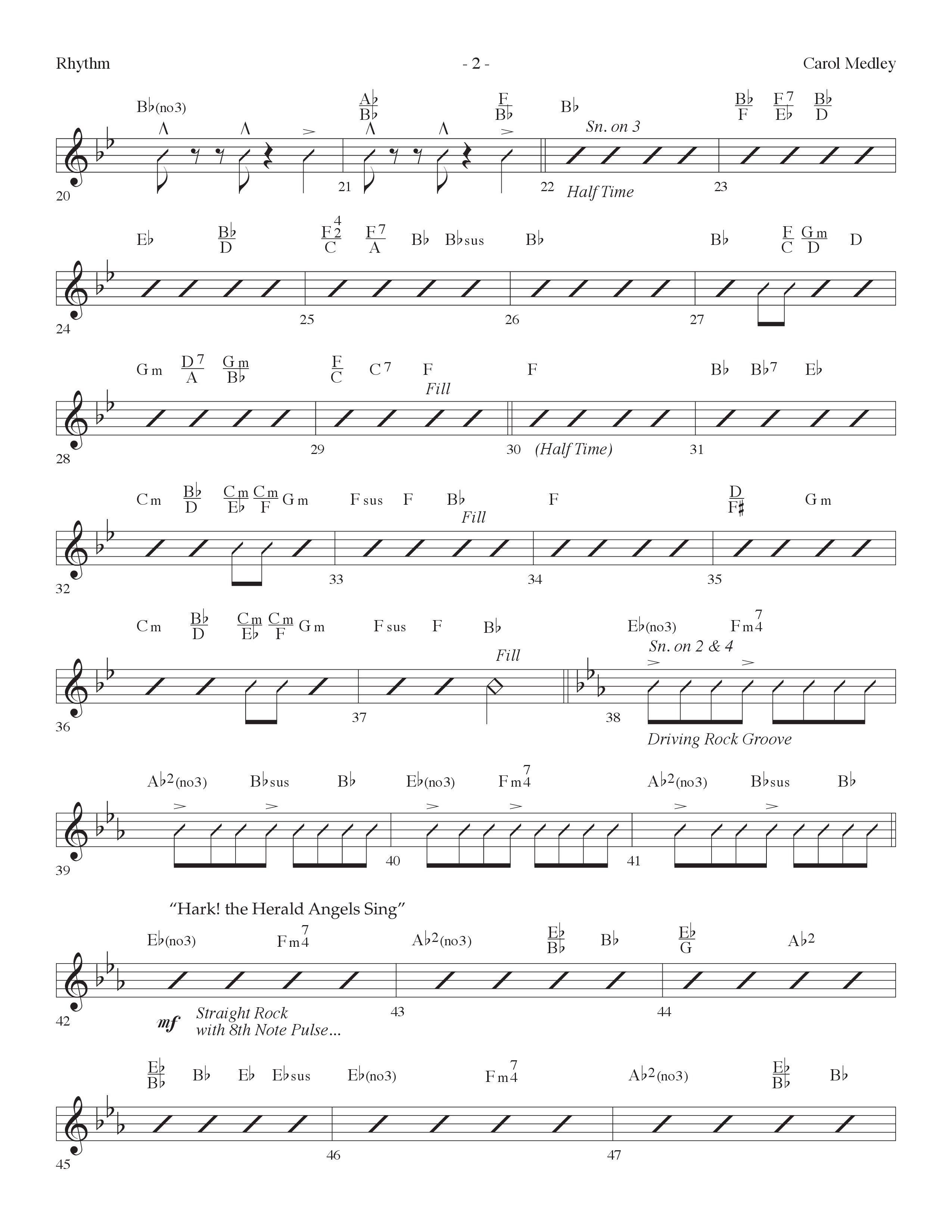 Carol Medley (Choral Anthem SATB) Rhythm Chart (Lifeway Choral / Arr. Dennis Allen)