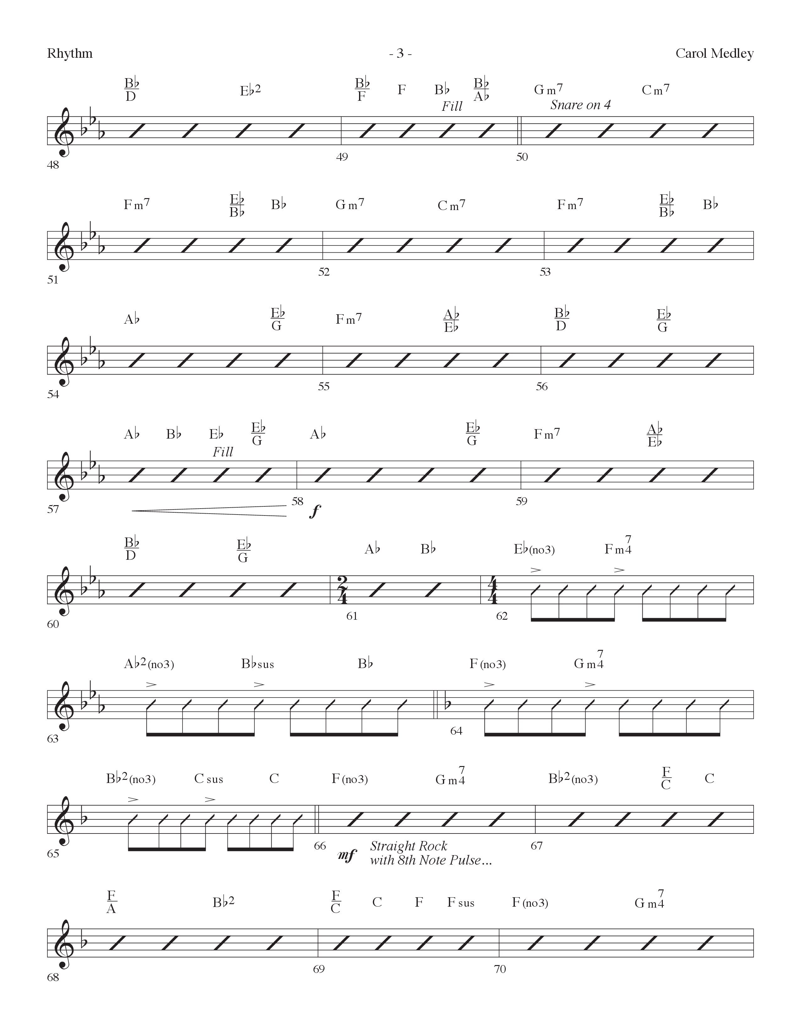Carol Medley (Choral Anthem SATB) Rhythm Chart (Lifeway Choral / Arr. Dennis Allen)