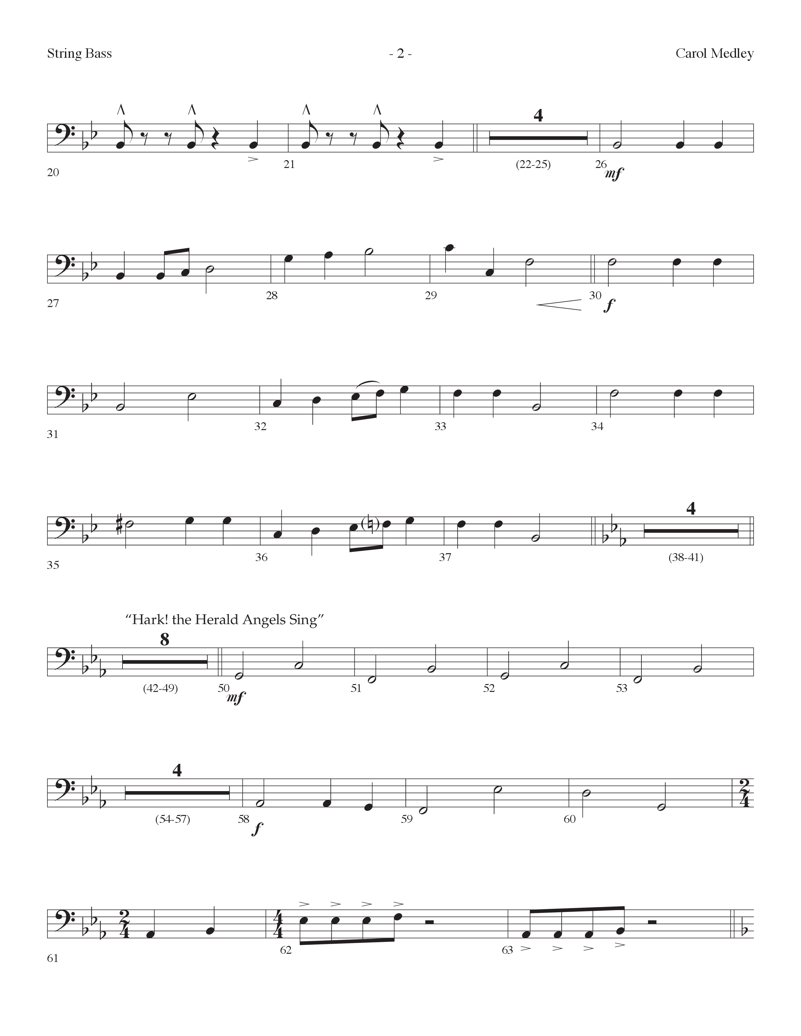 Carol Medley (Choral Anthem SATB) String Bass (Lifeway Choral / Arr. Dennis Allen)