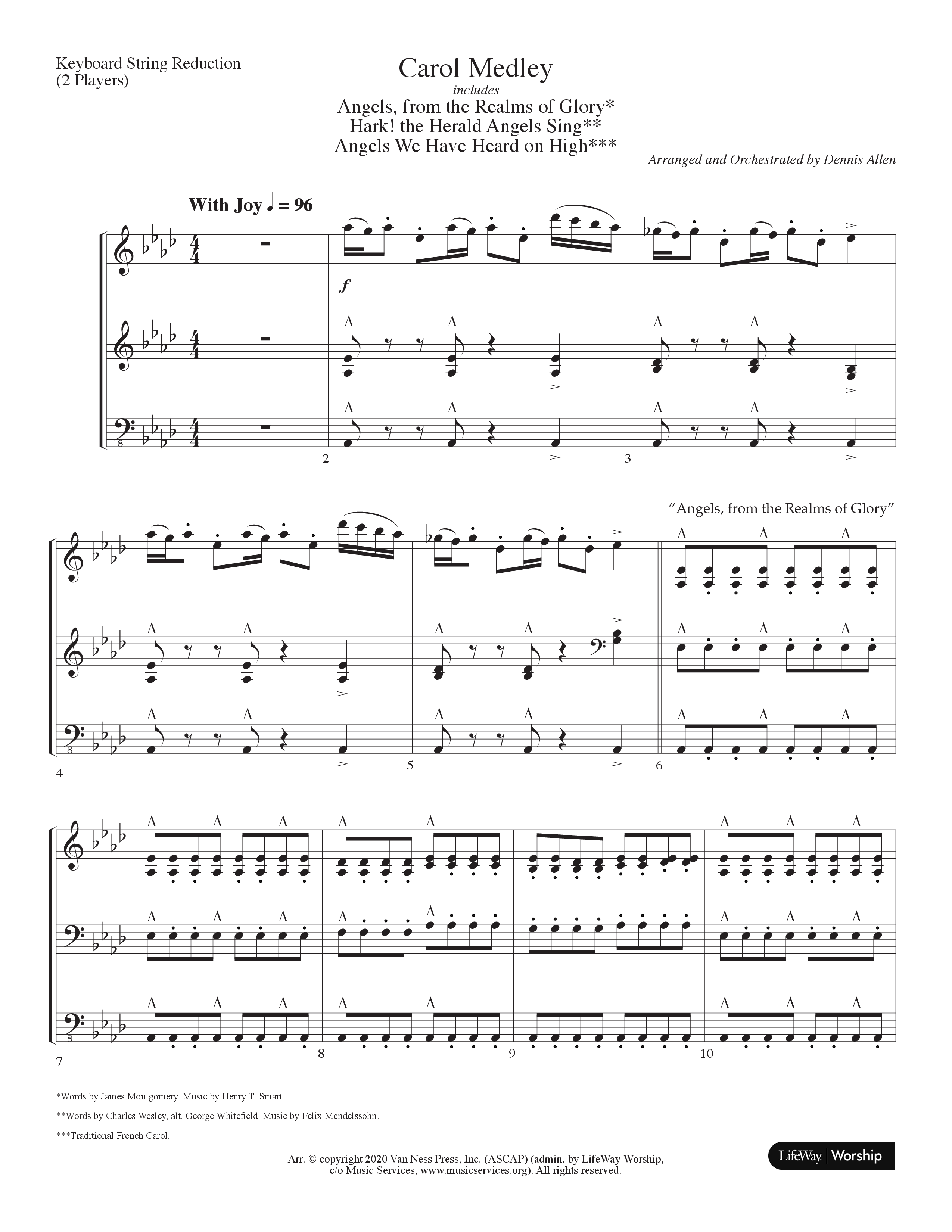 Carol Medley (Choral Anthem SATB) String Reduction (Lifeway Choral / Arr. Dennis Allen)
