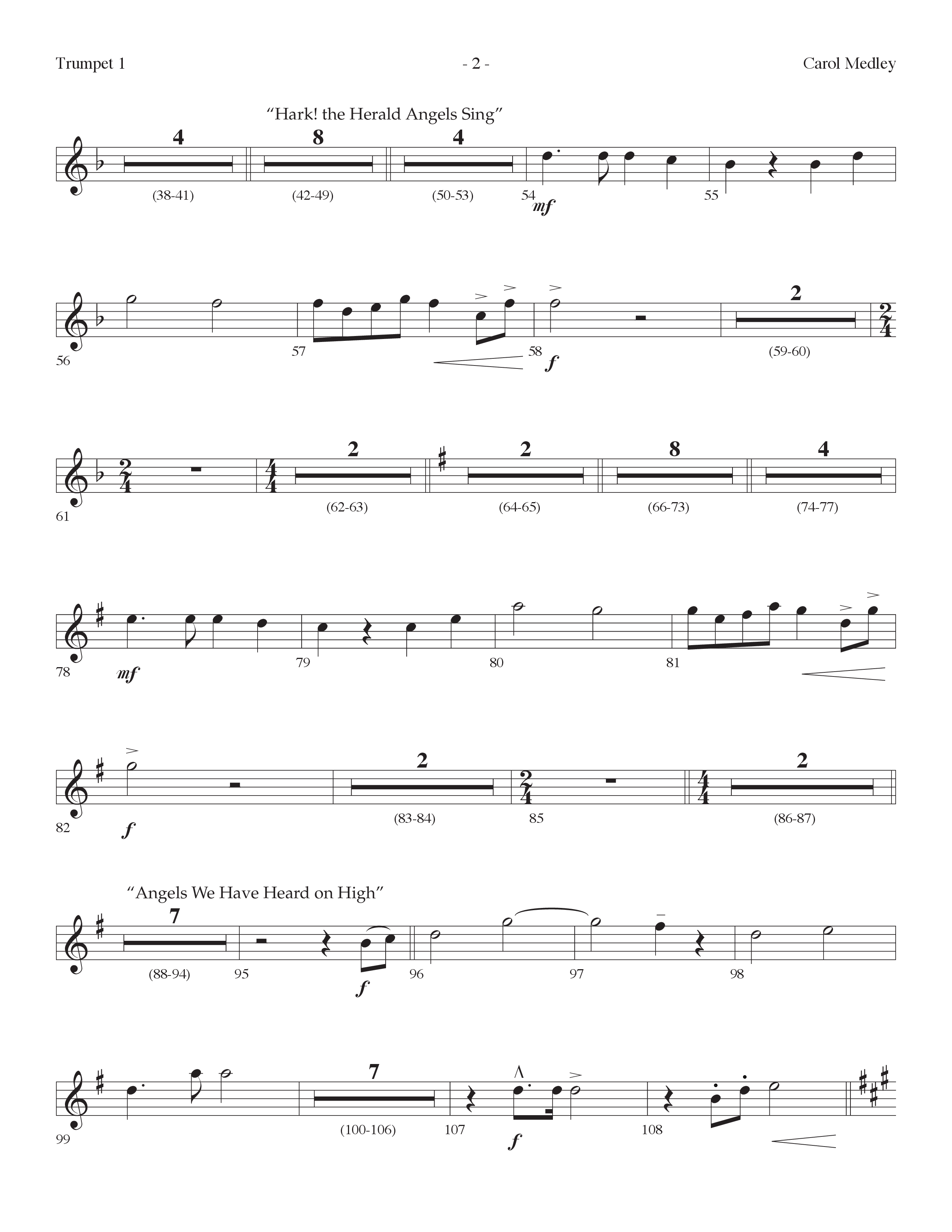 Carol Medley (Choral Anthem SATB) Trumpet 1 (Lifeway Choral / Arr. Dennis Allen)