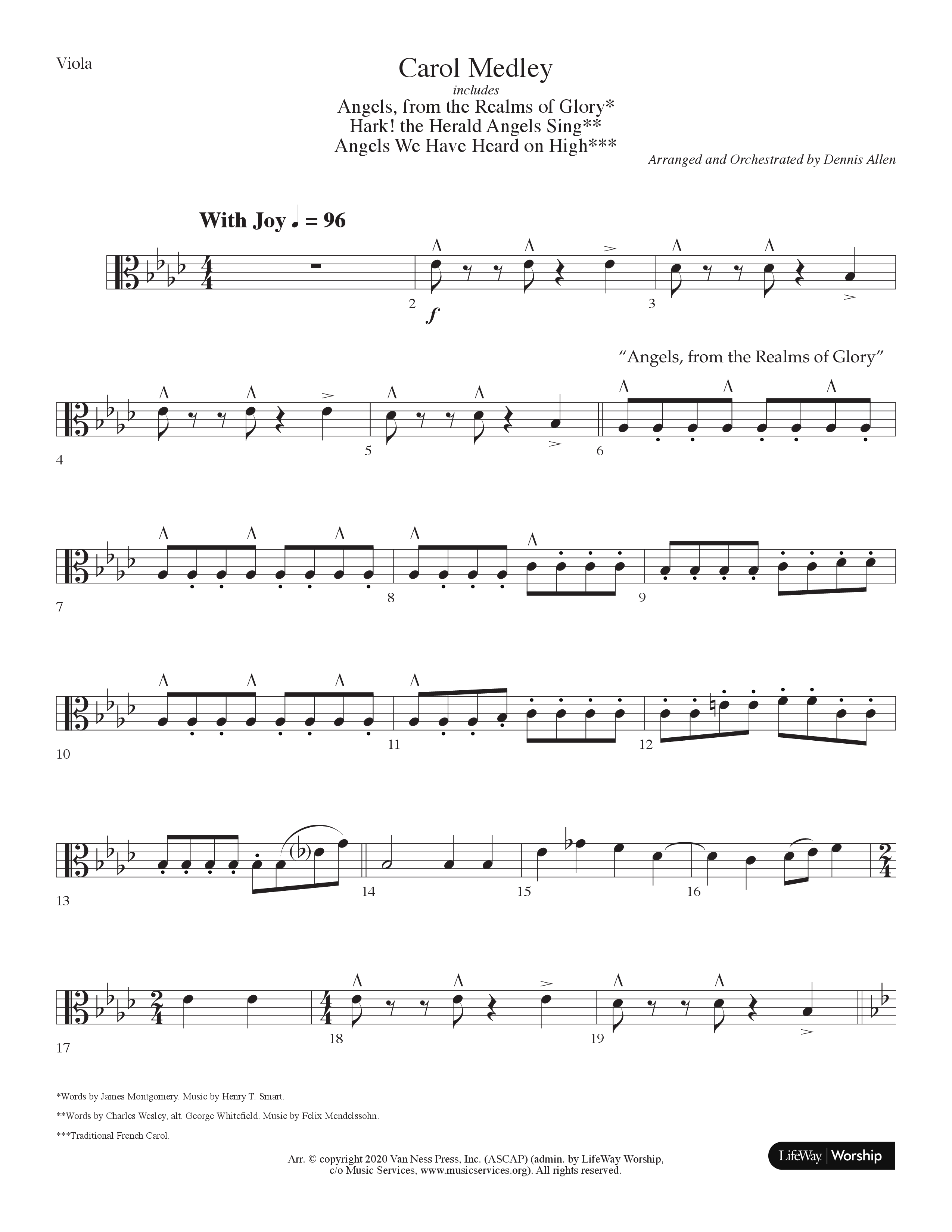 Carol Medley (Choral Anthem SATB) Viola (Lifeway Choral / Arr. Dennis Allen)