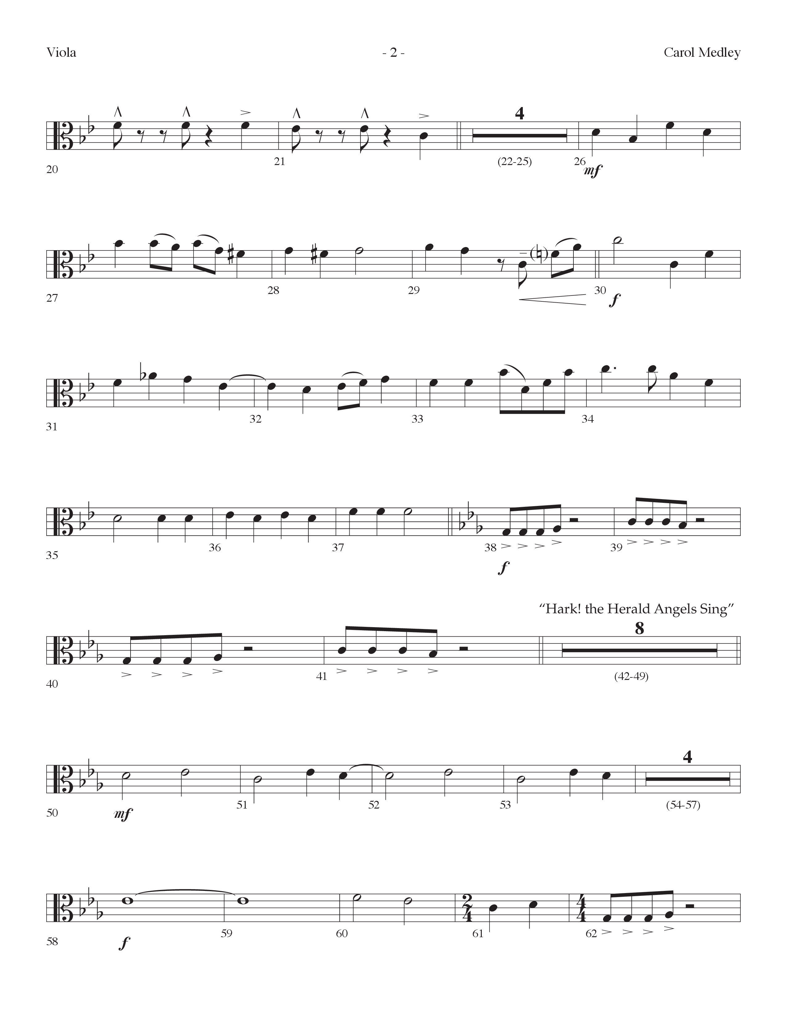 Carol Medley (Choral Anthem SATB) Viola (Lifeway Choral / Arr. Dennis Allen)