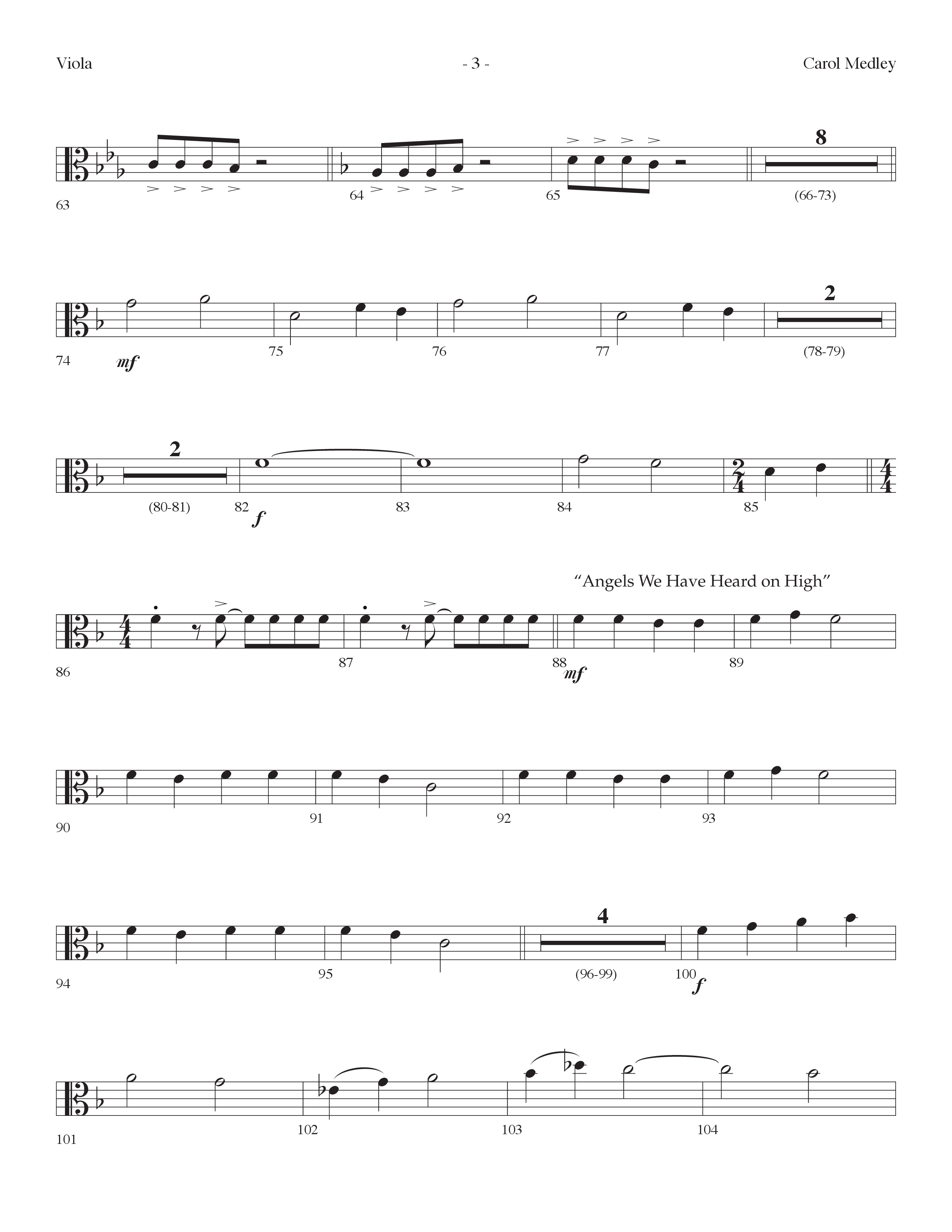 Carol Medley (Choral Anthem SATB) Viola (Lifeway Choral / Arr. Dennis Allen)