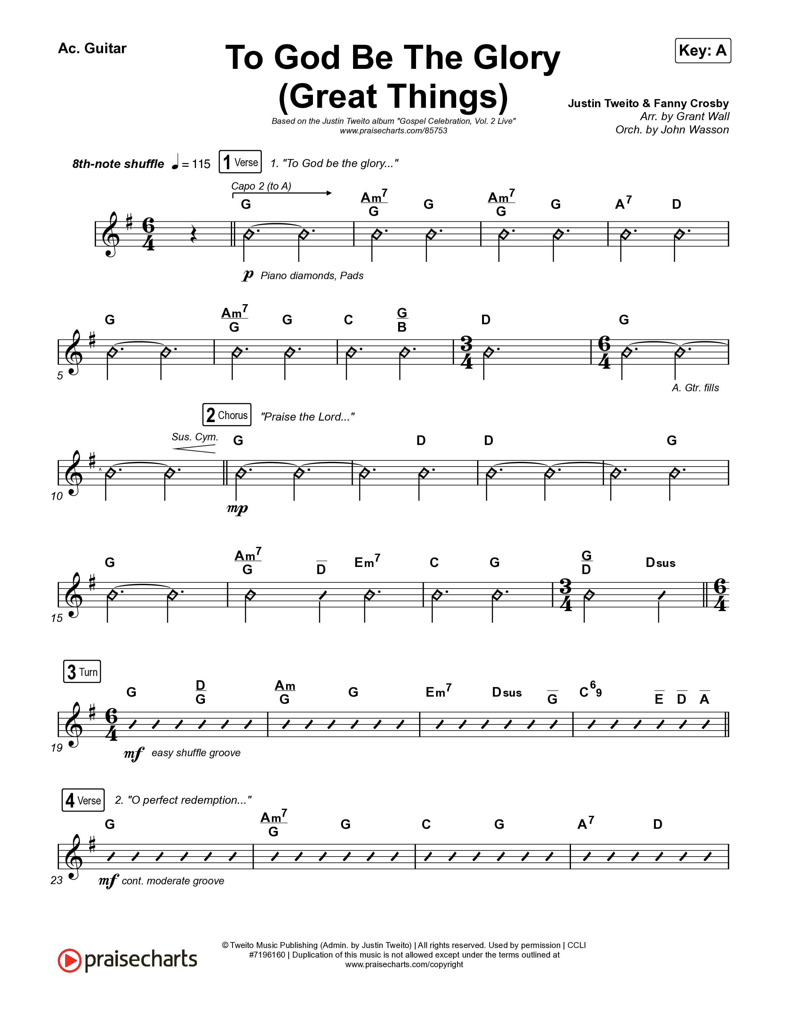 To God Be The Glory (Great Things) (Live) Acoustic Guitar (Justin Tweito)