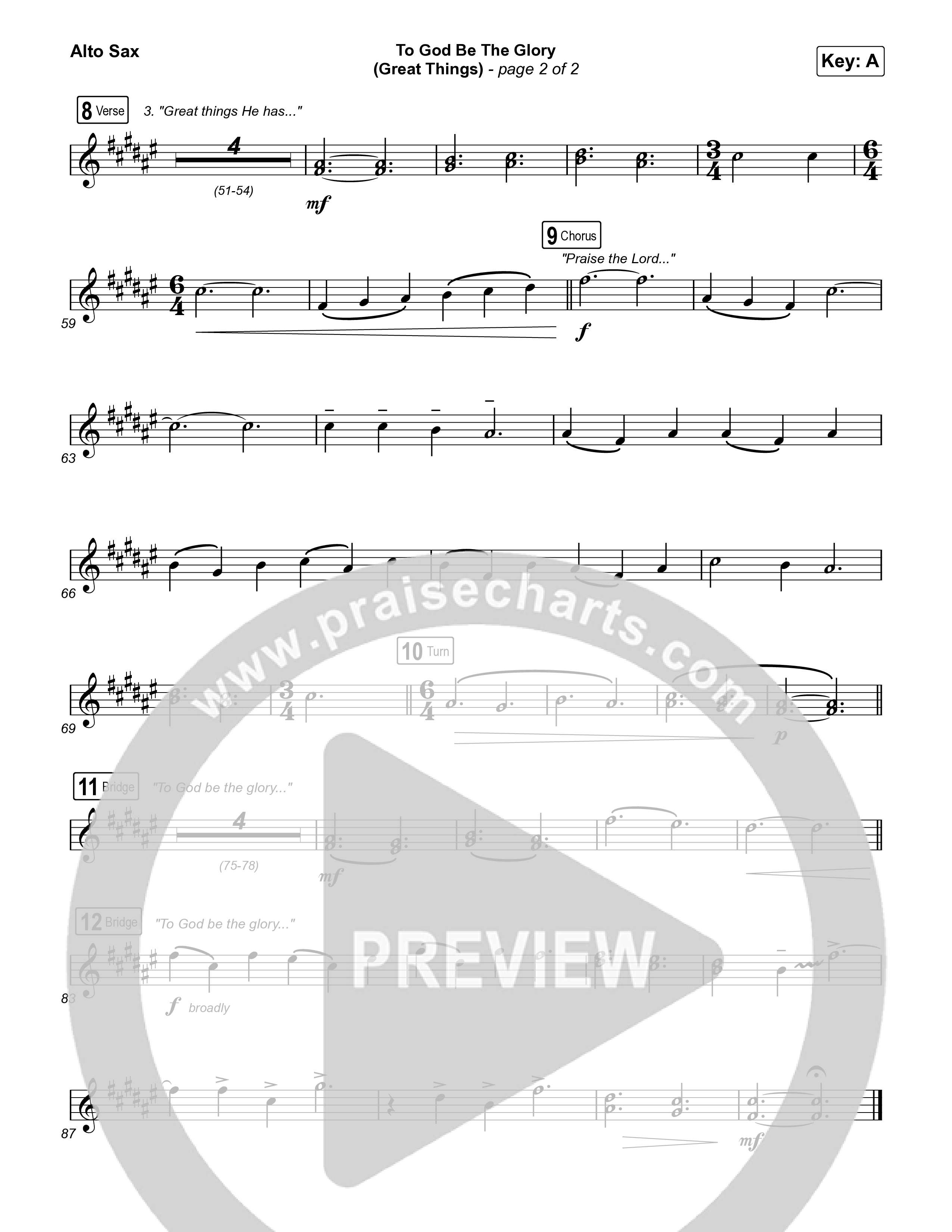 To God Be The Glory (Great Things) (Live) Sax Pack (Justin Tweito)