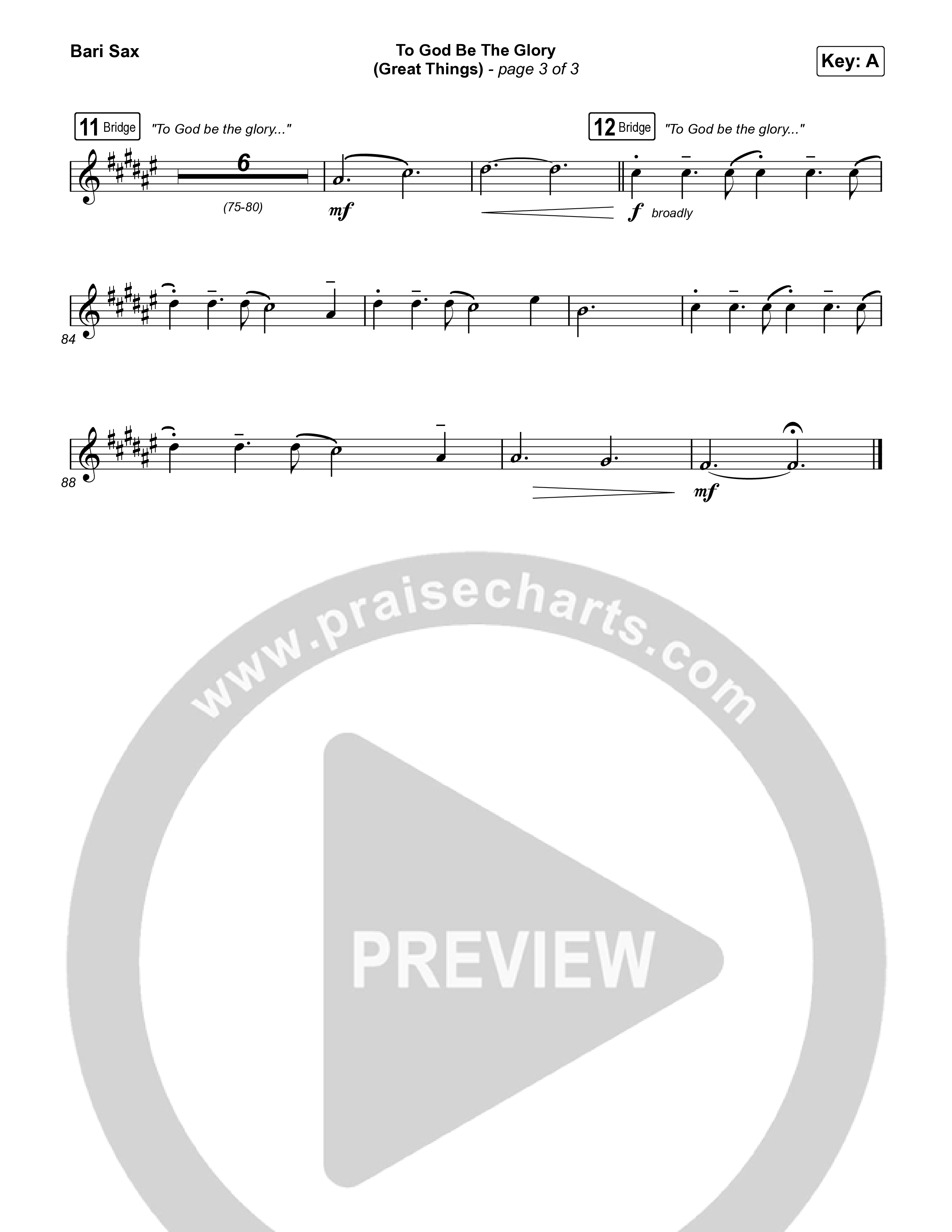 To God Be The Glory (Great Things) (Live) Bari Sax (Justin Tweito)
