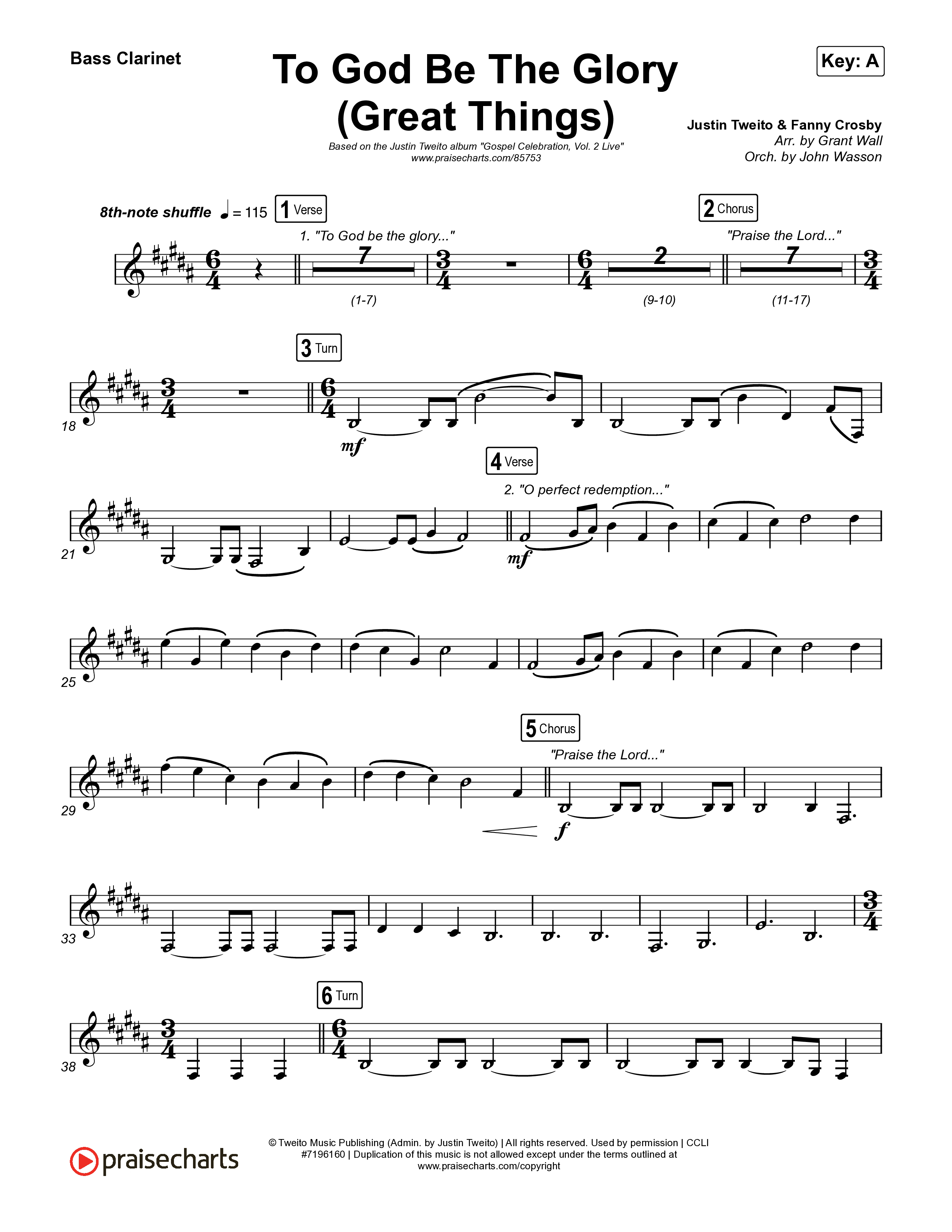 To God Be The Glory (Great Things) (Live) Bass Clarinet (Justin Tweito)