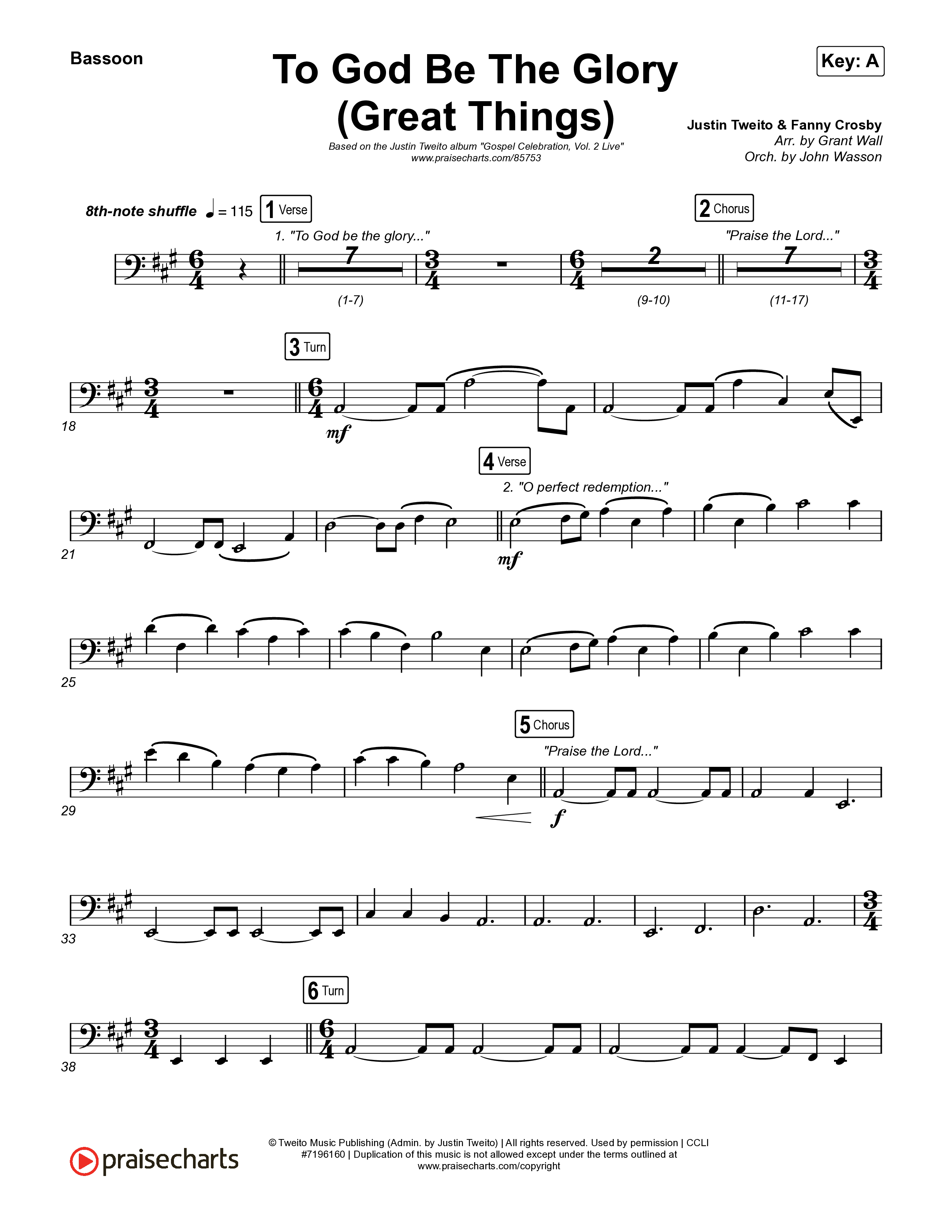 To God Be The Glory (Great Things) (Live) Bassoon (Justin Tweito)