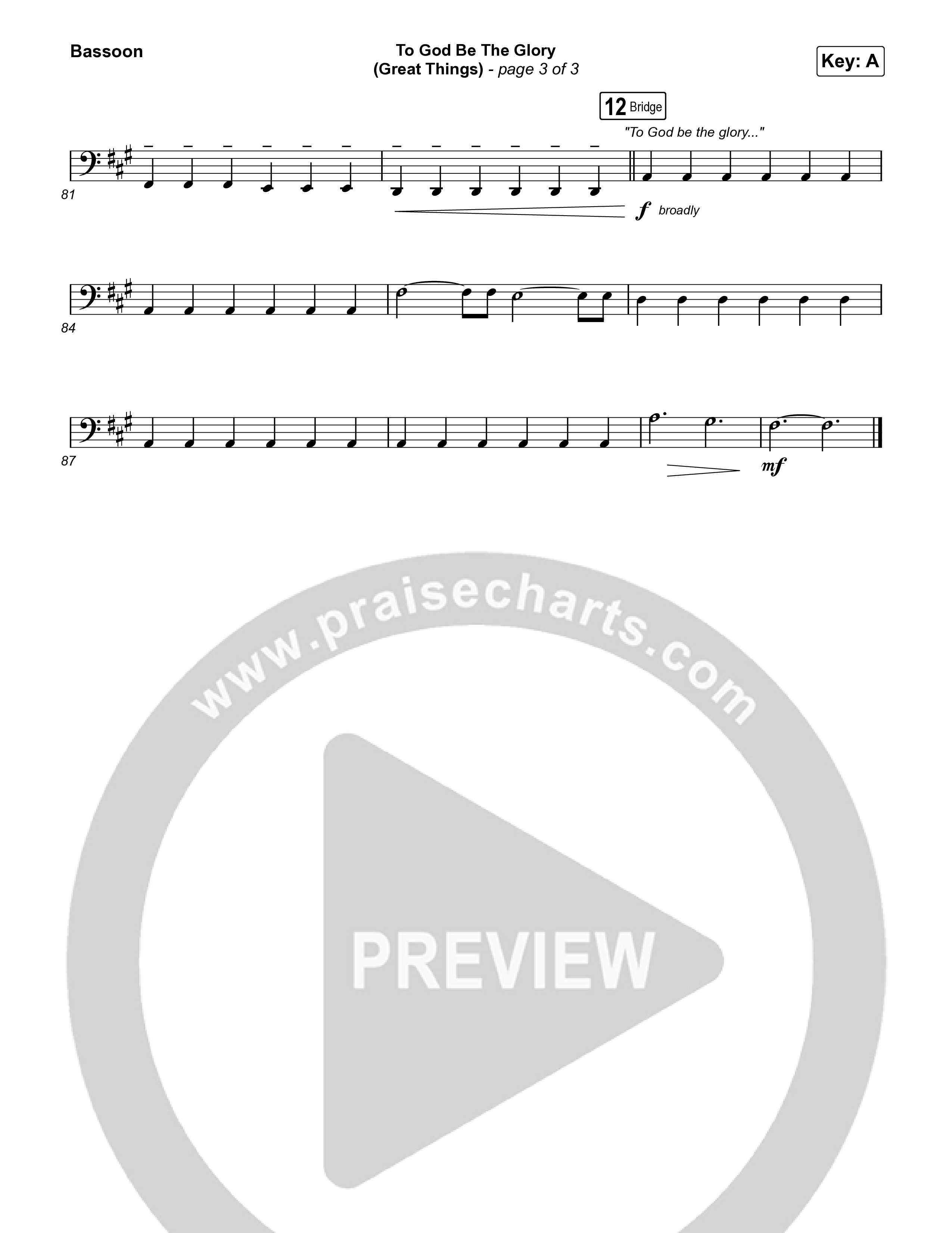To God Be The Glory (Great Things) (Live) Bassoon (Justin Tweito)