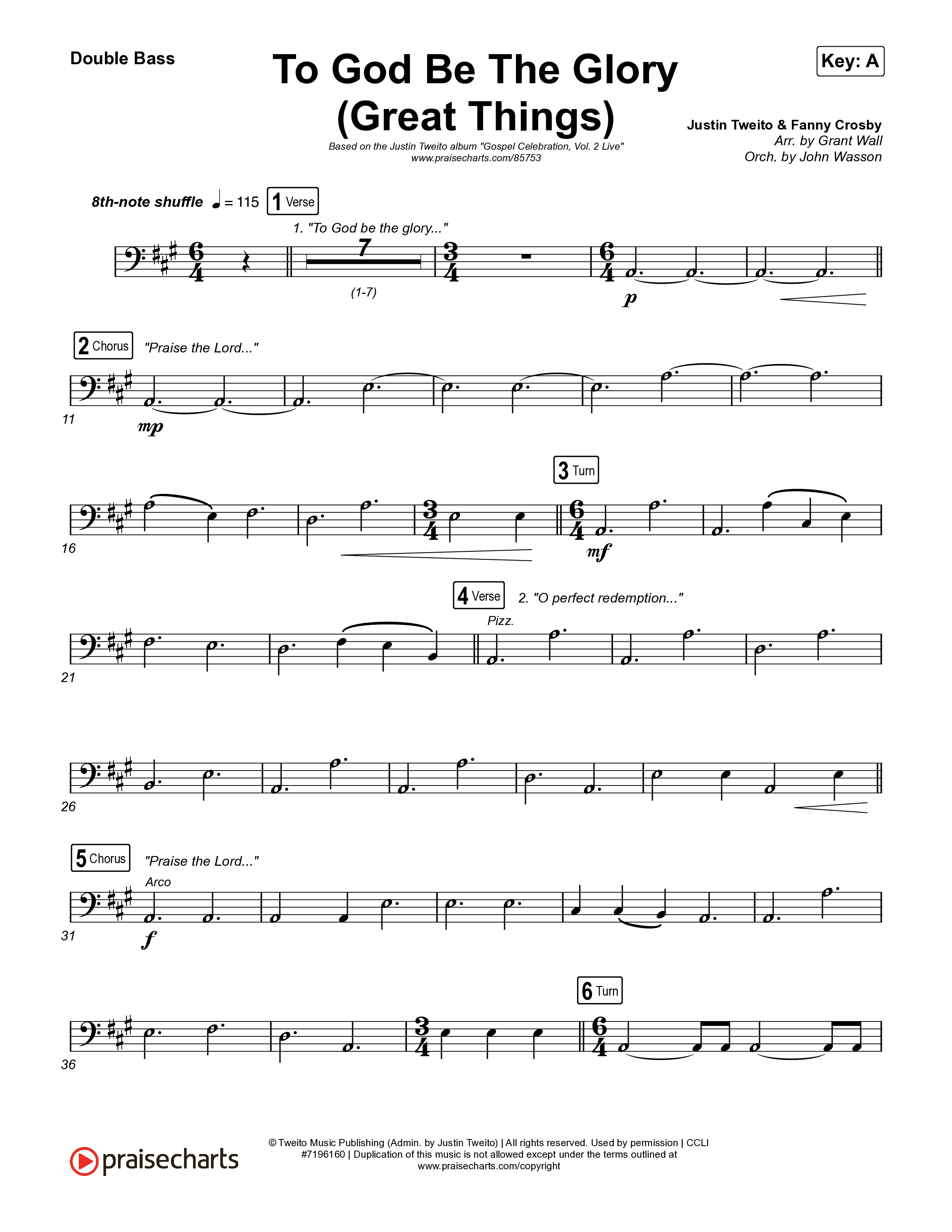 To God Be The Glory (Great Things) (Live) String Bass (Justin Tweito)
