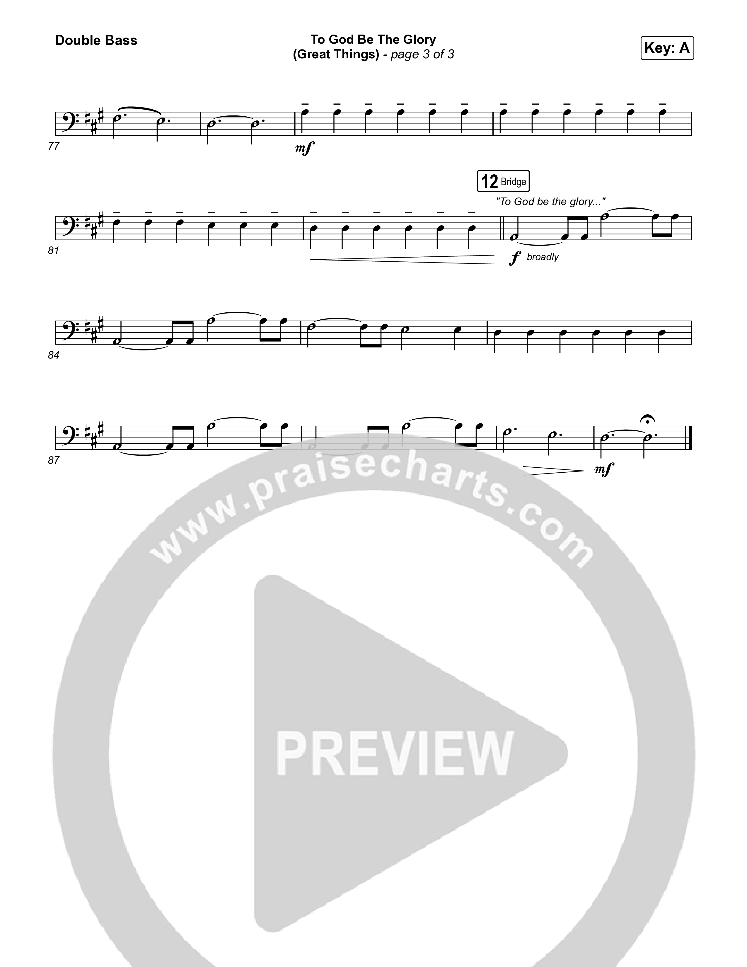 To God Be The Glory (Great Things) (Live) String Bass (Justin Tweito)