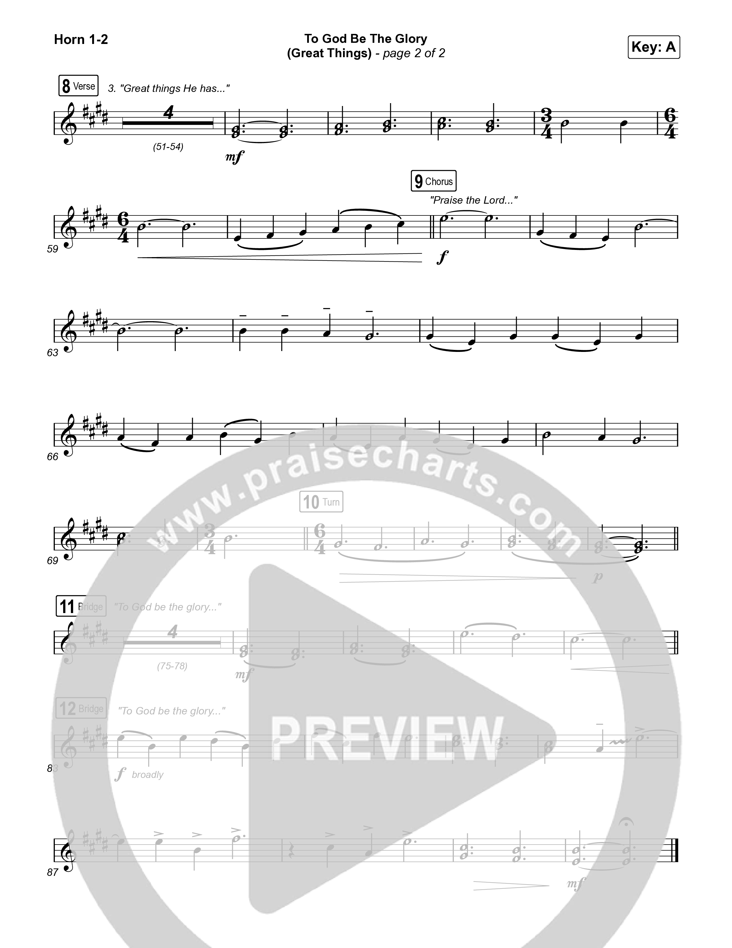 To God Be The Glory (Great Things) (Live) Brass Pack (Justin Tweito)