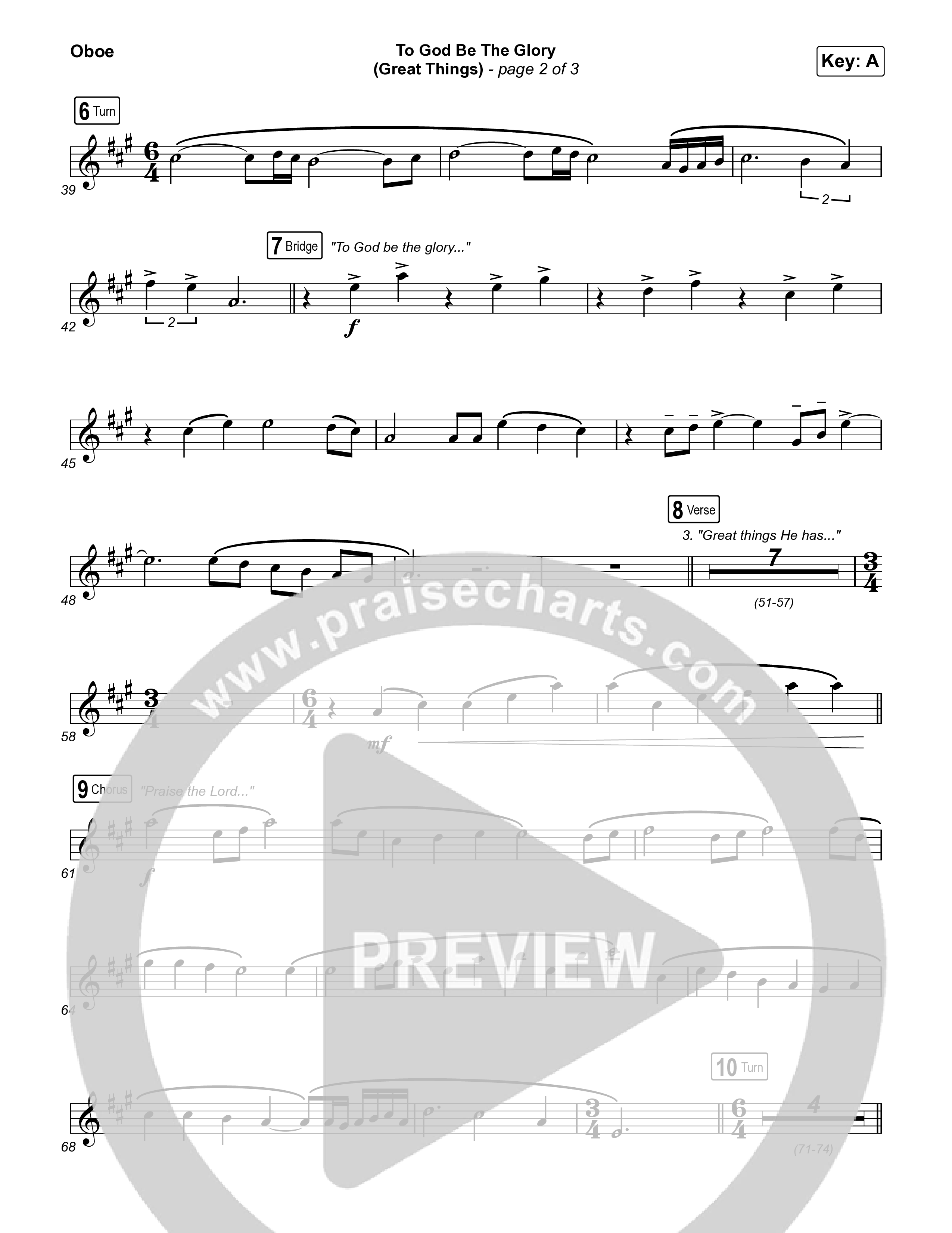 To God Be The Glory (Great Things) (Live) Oboe (Justin Tweito)