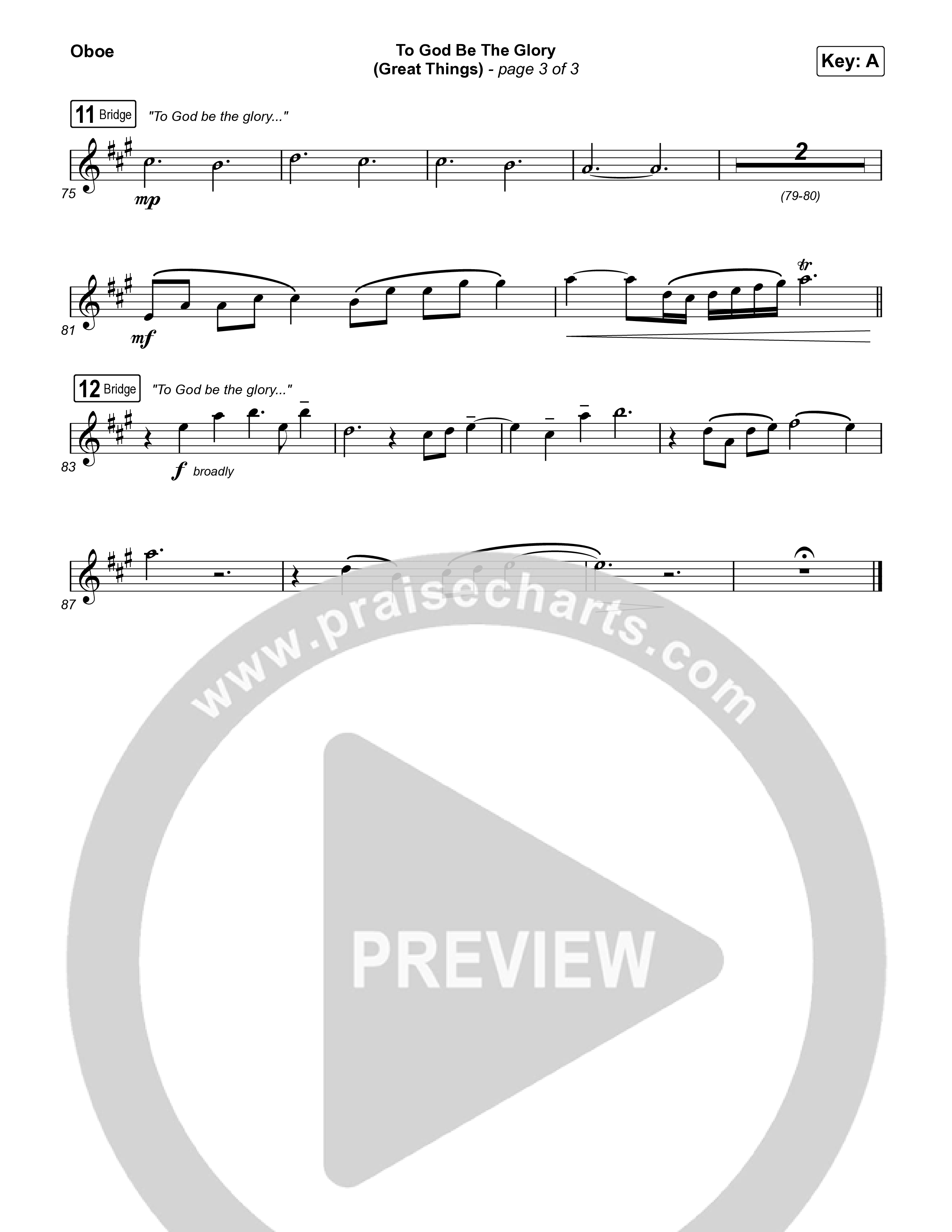 To God Be The Glory (Great Things) (Live) Oboe (Justin Tweito)
