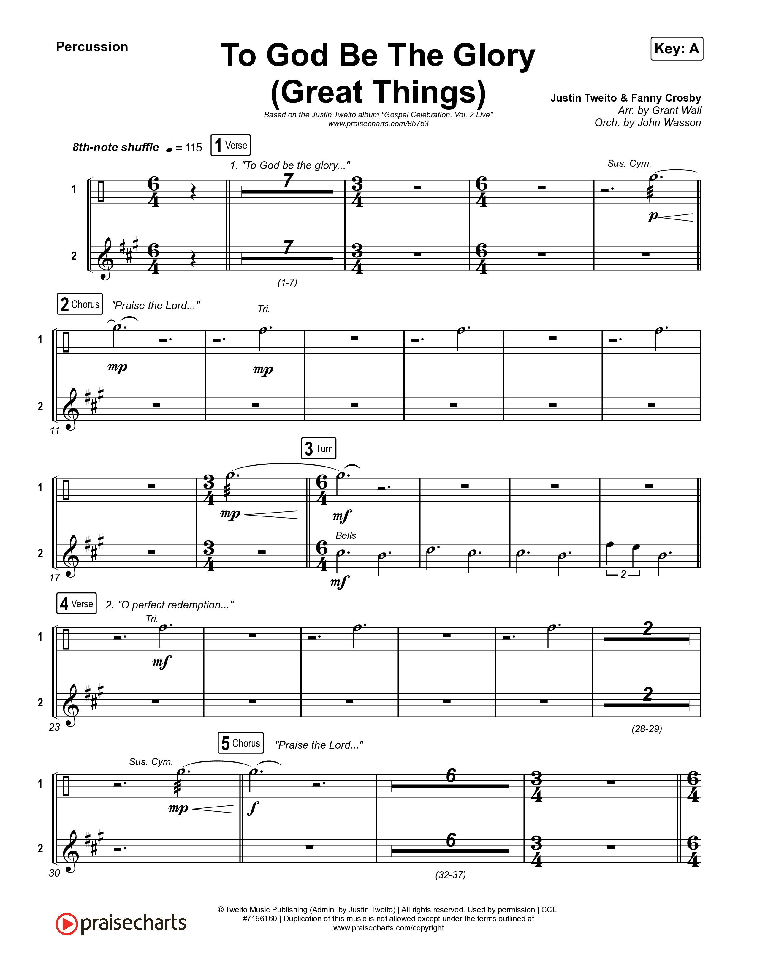 To God Be The Glory (Great Things) (Live) Percussion (Justin Tweito)
