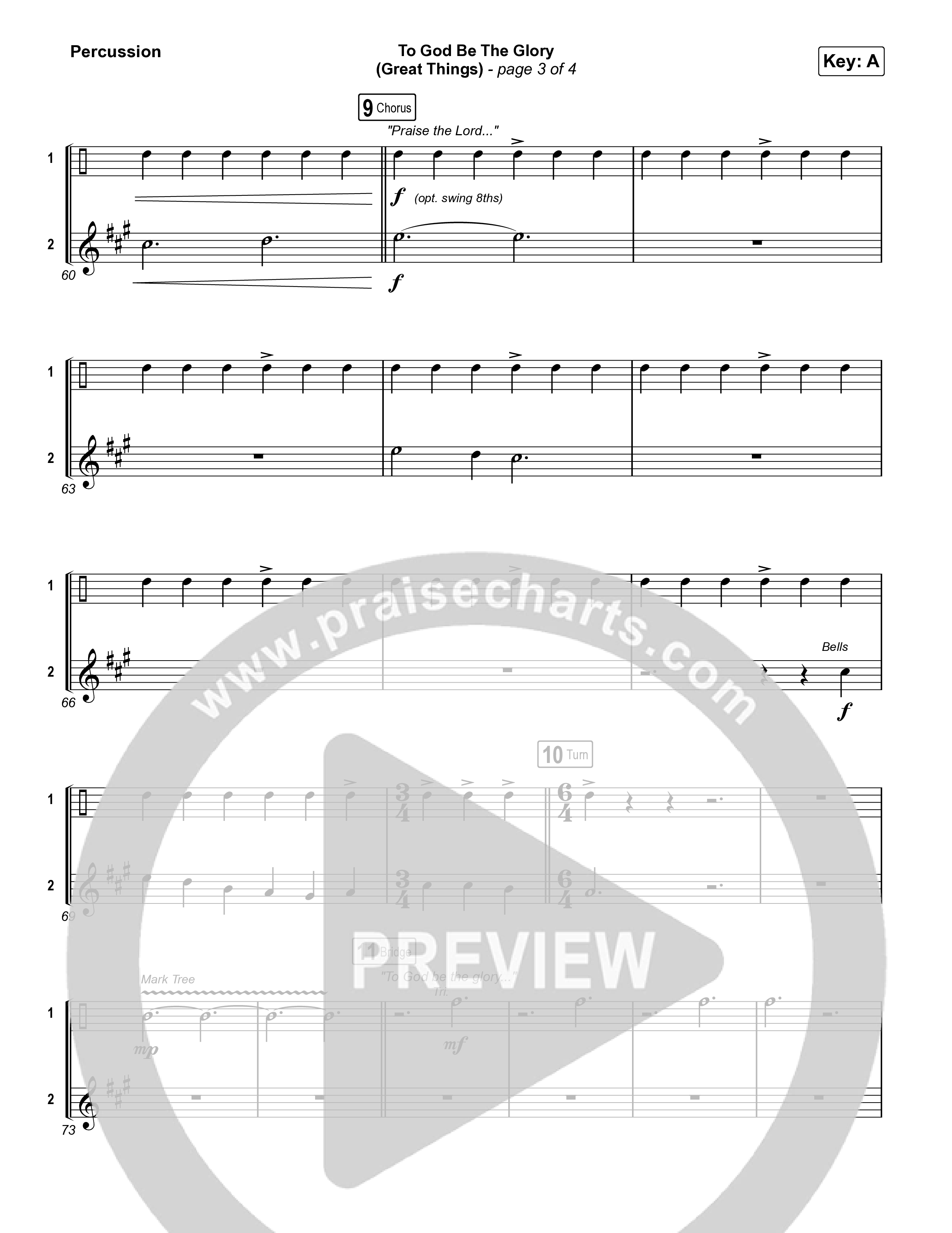 To God Be The Glory (Great Things) (Live) Percussion (Justin Tweito)