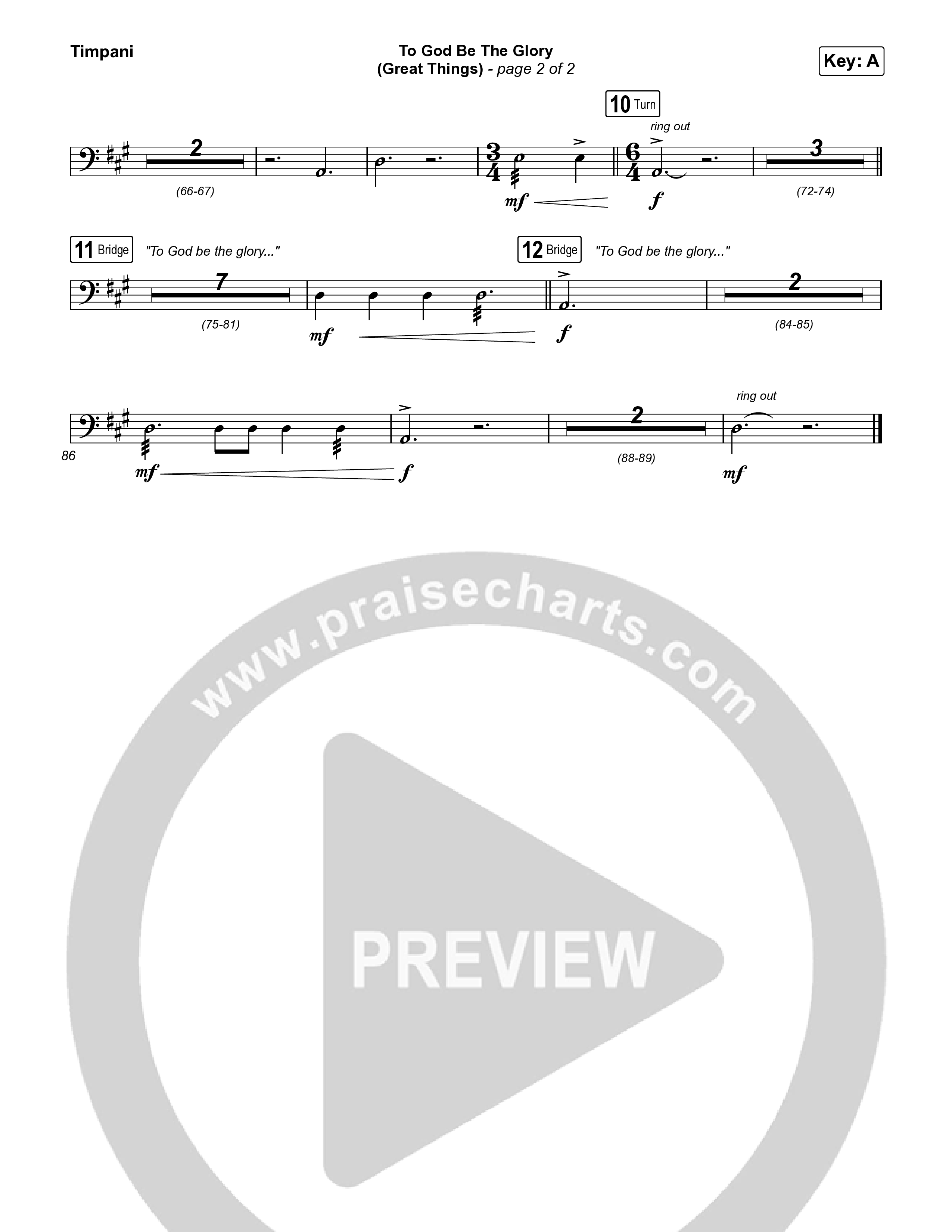 To God Be The Glory (Great Things) (Live) Timpani (Justin Tweito)