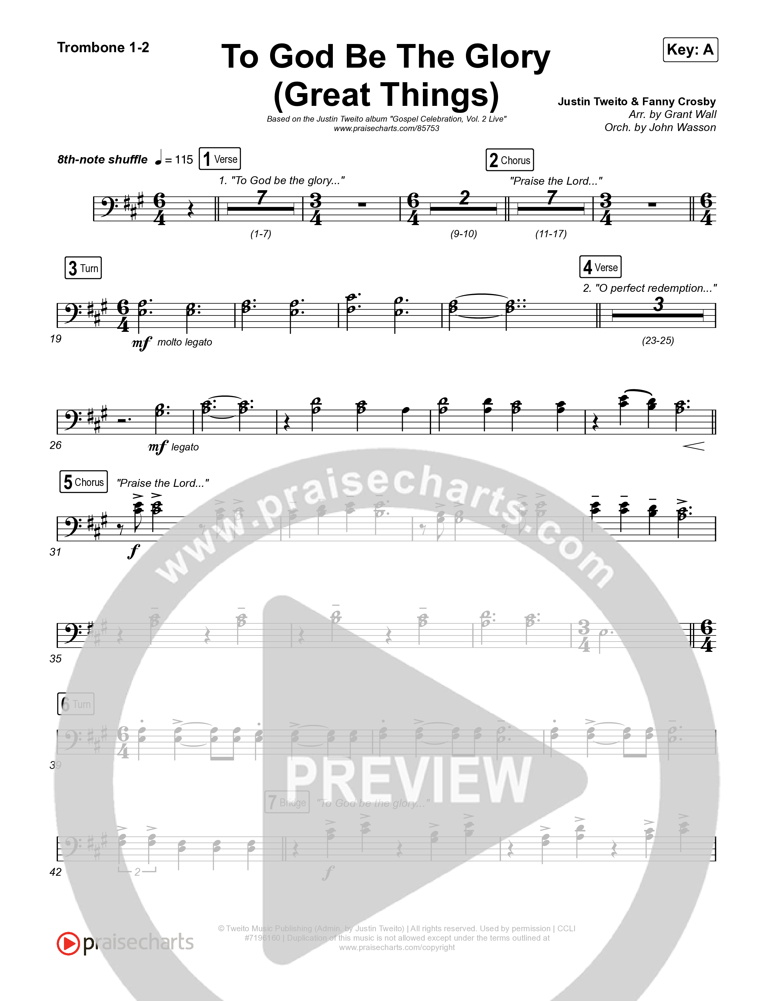 To God Be The Glory (Great Things) (Live) Trombone 1,2 (Justin Tweito)