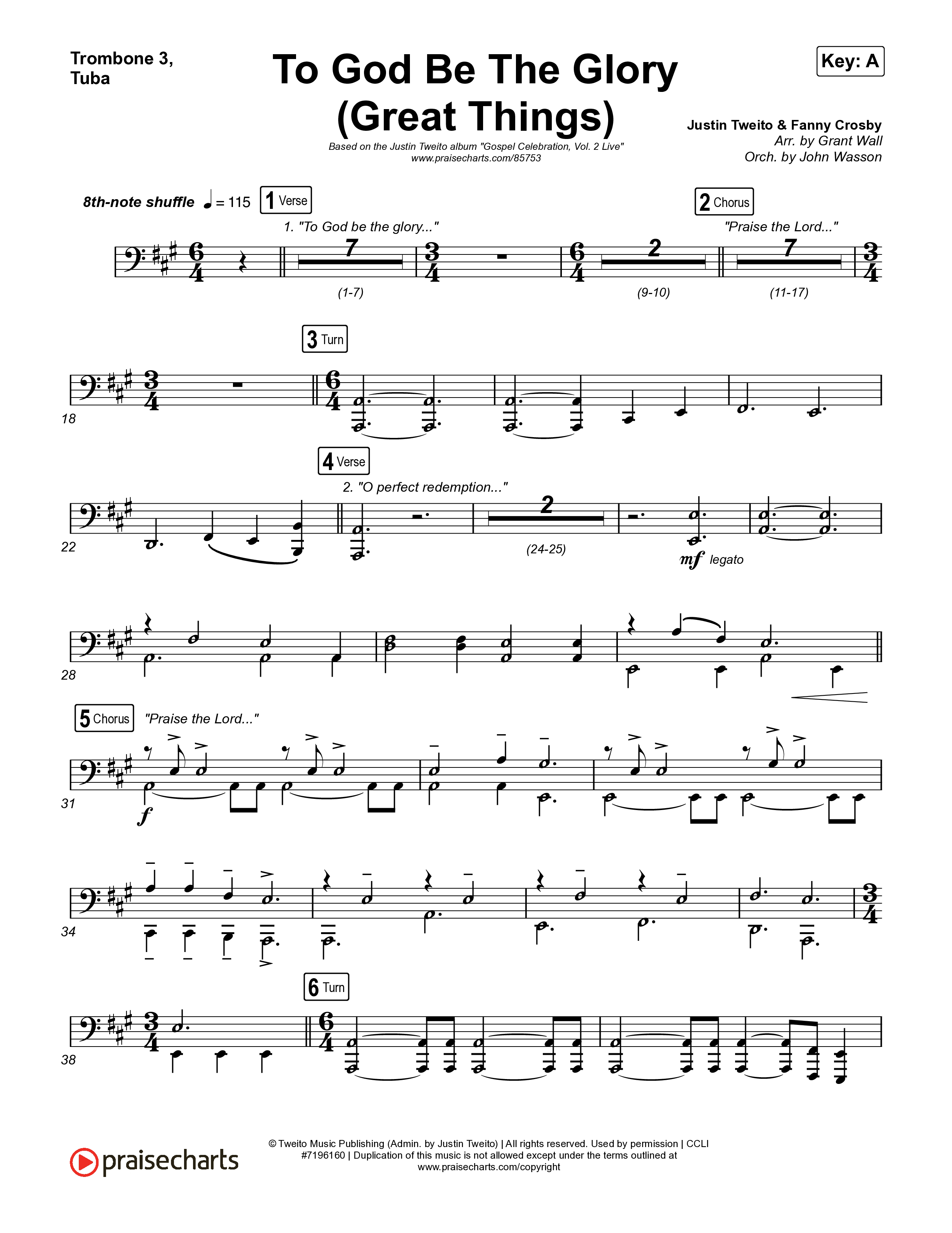 To God Be The Glory (Great Things) (Live) Trombone 1,2 (Justin Tweito)