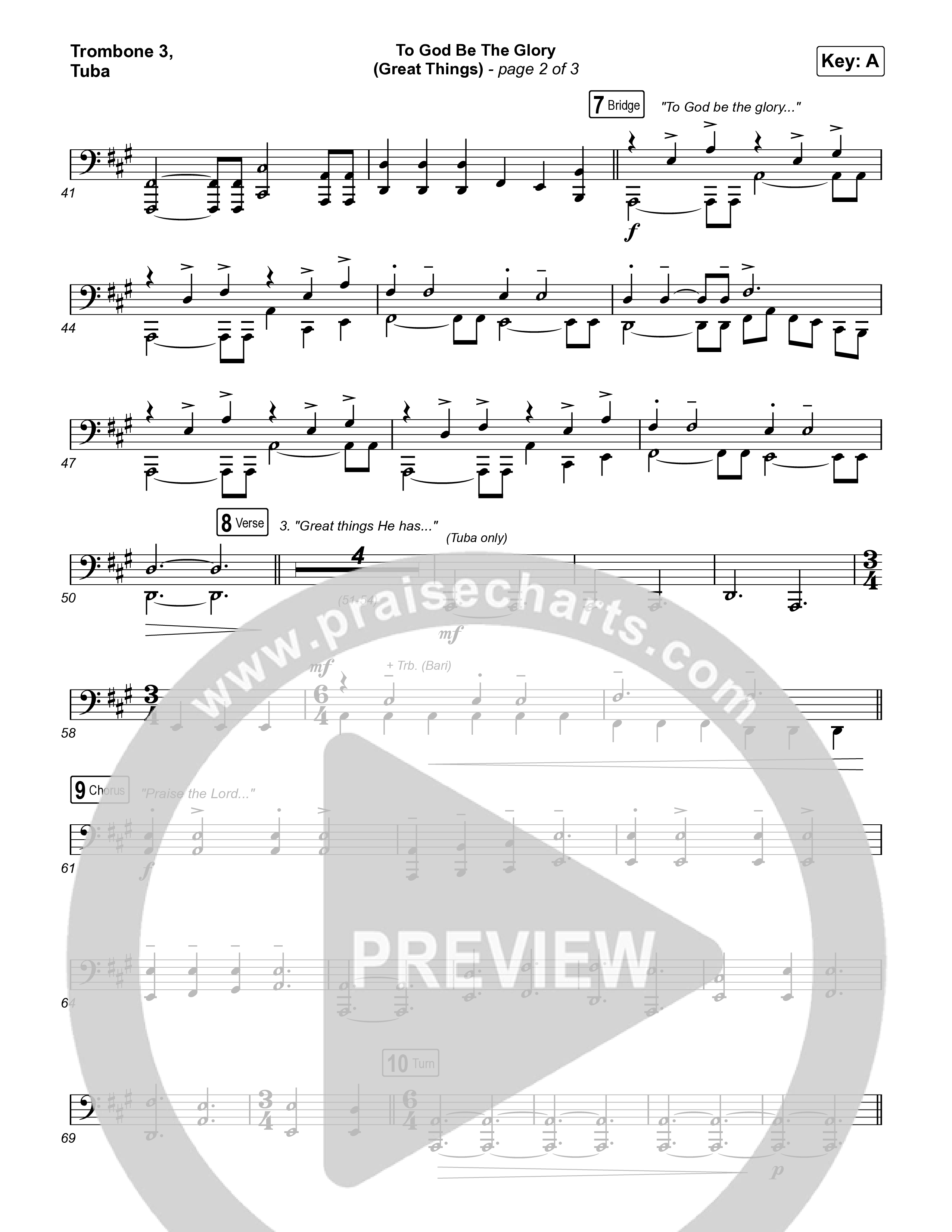 To God Be The Glory (Great Things) (Live) Trombone 3/Tuba (Justin Tweito)