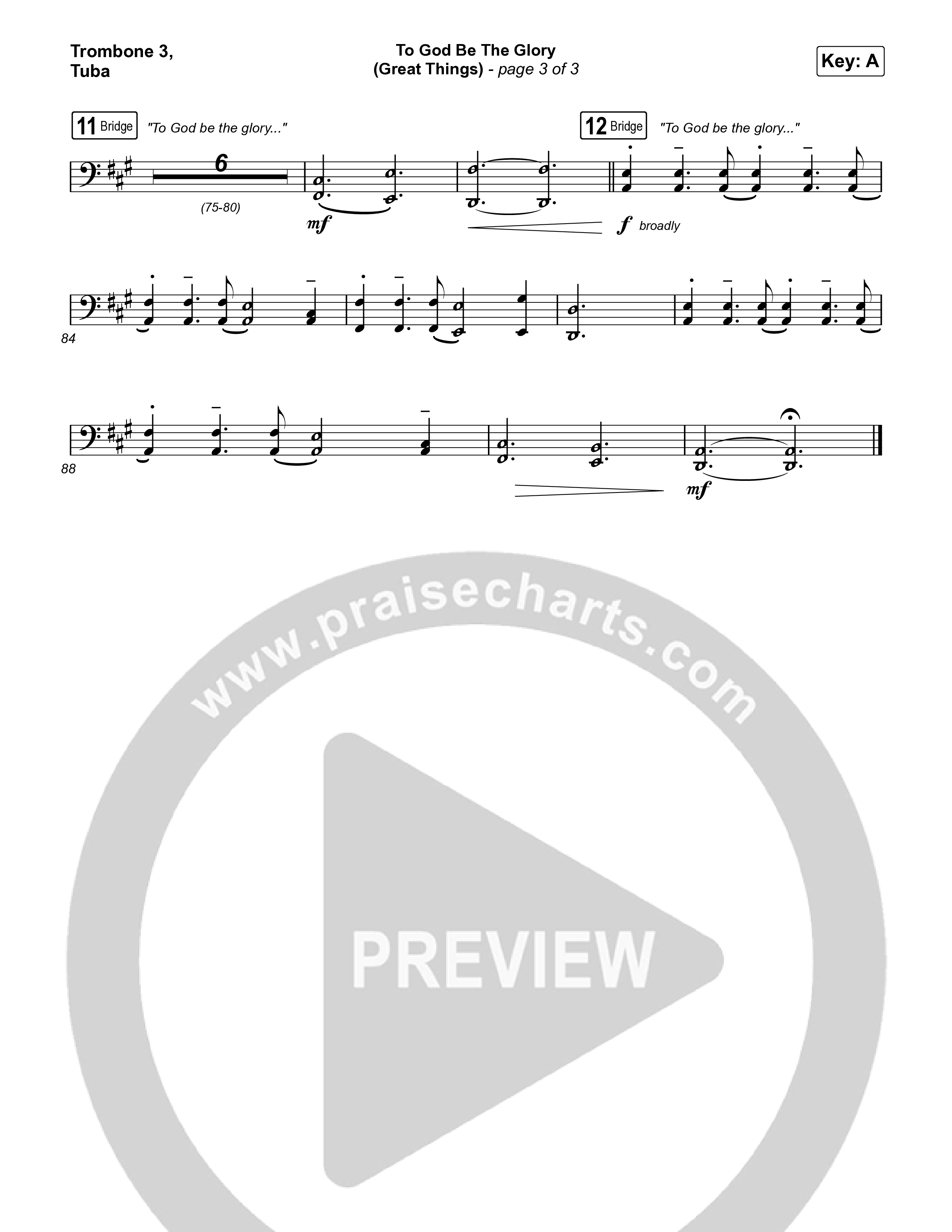 To God Be The Glory (Great Things) (Live) Trombone 3/Tuba (Justin Tweito)