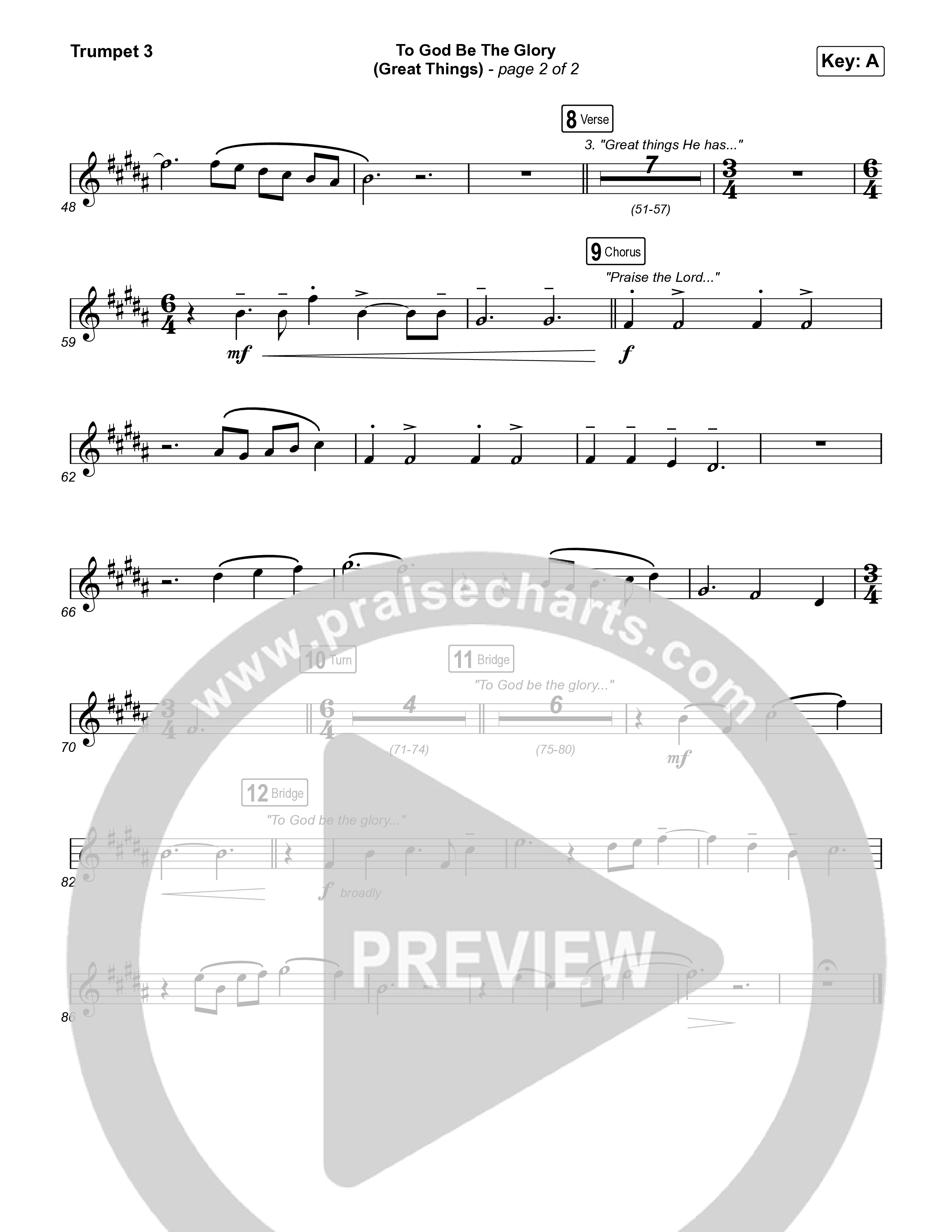 To God Be The Glory (Great Things) (Live) Trumpet 3 (Justin Tweito)