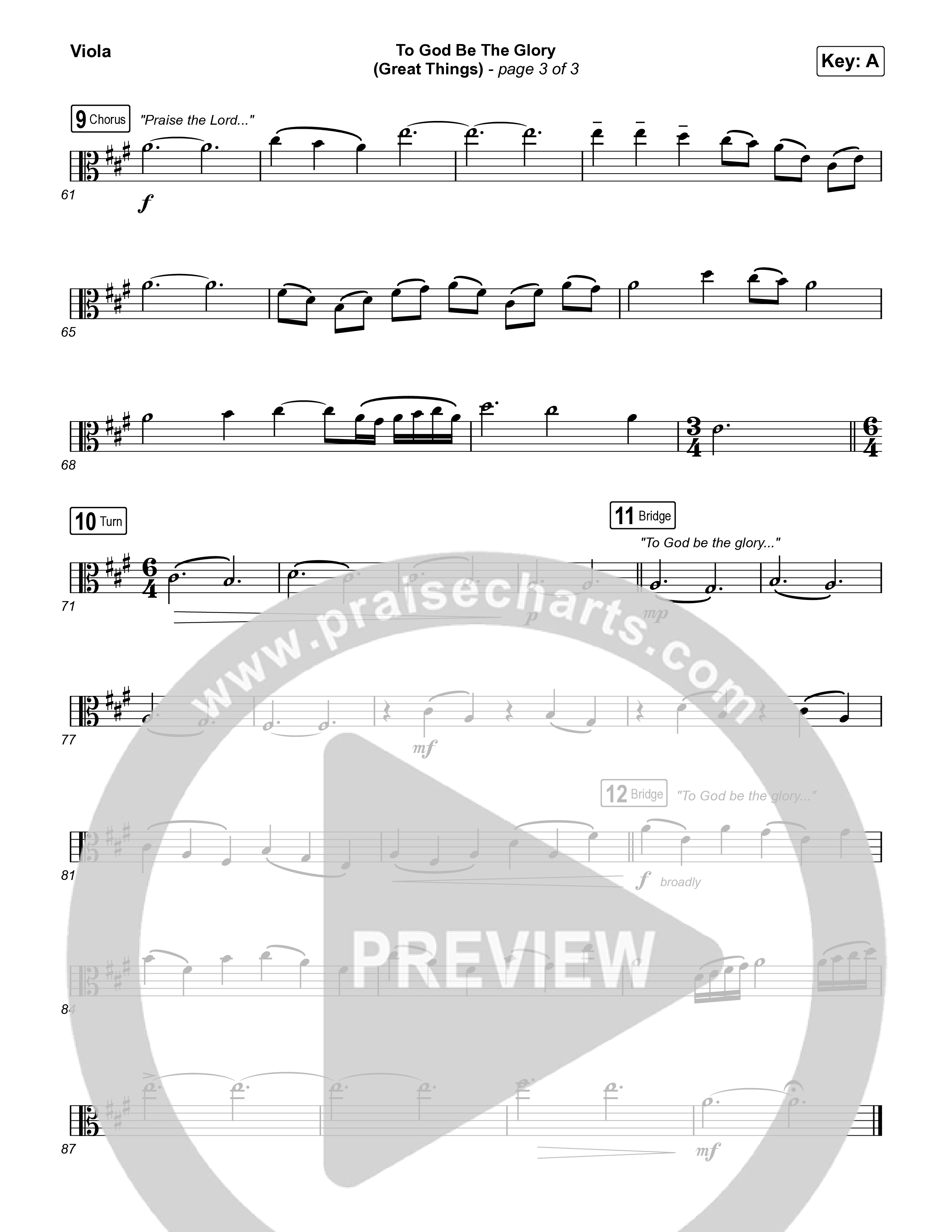 To God Be The Glory (Great Things) (Live) Viola (Justin Tweito)