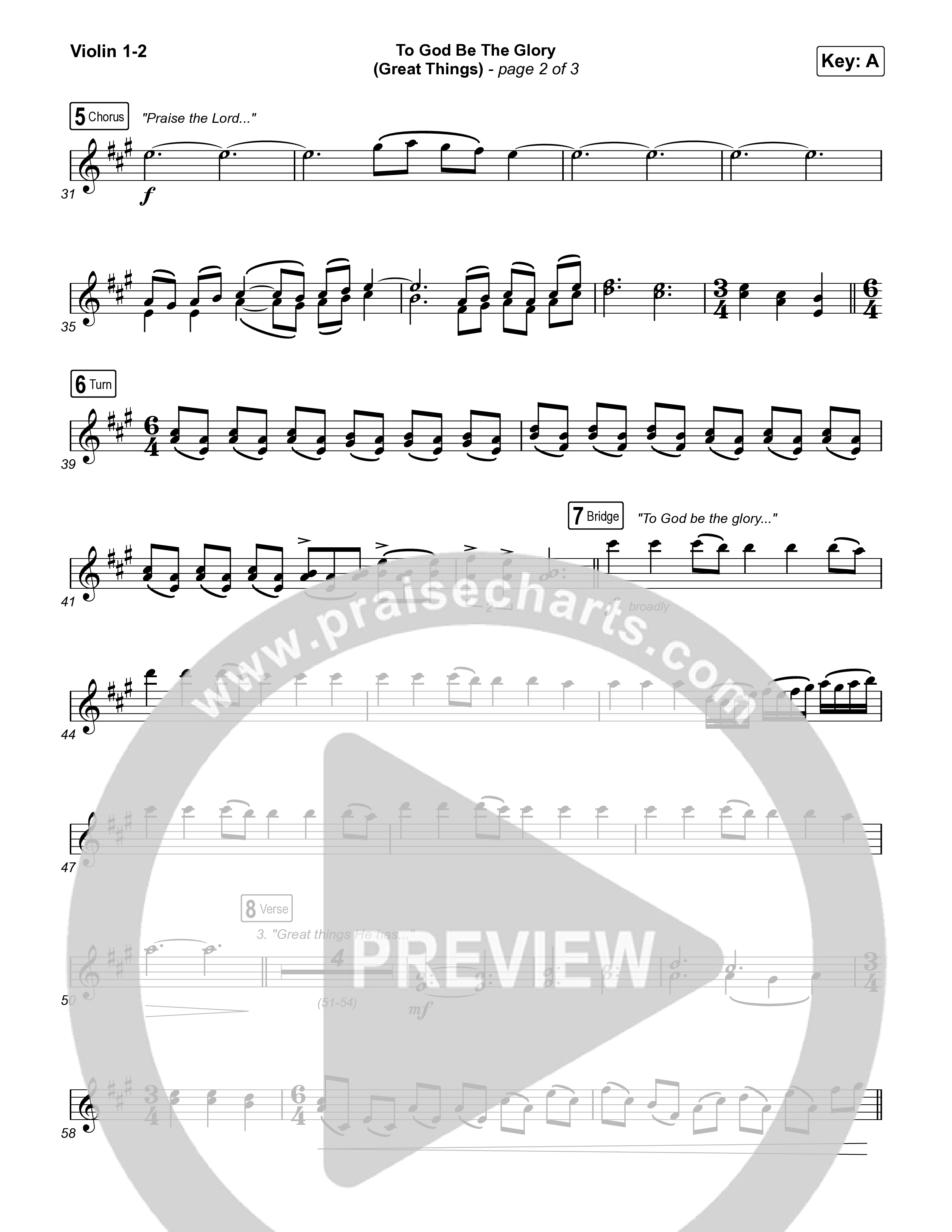 To God Be The Glory (Great Things) (Live) String Pack (Justin Tweito)