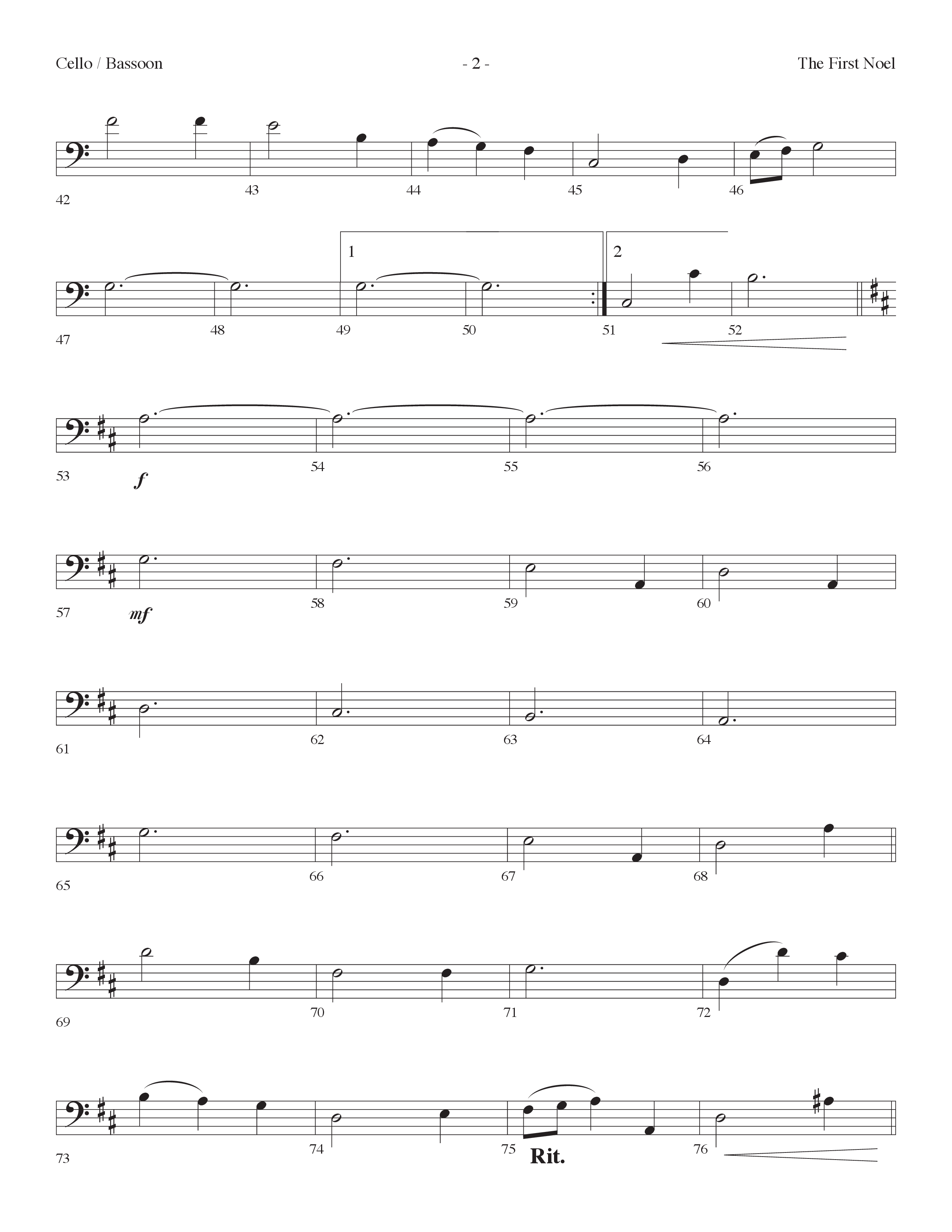 The First Noel (Choral Anthem SATB) Cello (Lifeway Choral / Arr. Dennis Allen)