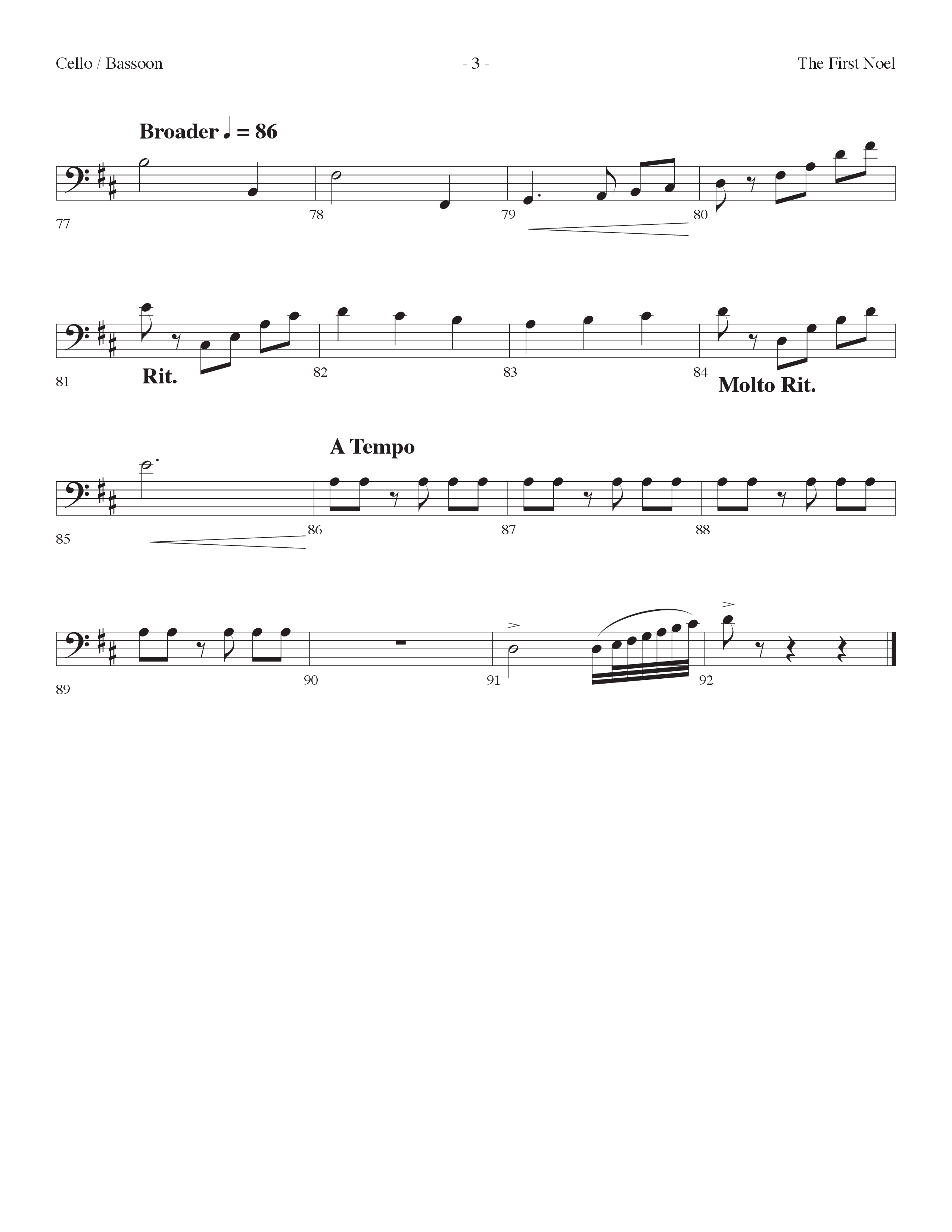 The First Noel (Choral Anthem SATB) Cello (Lifeway Choral / Arr. Dennis Allen)