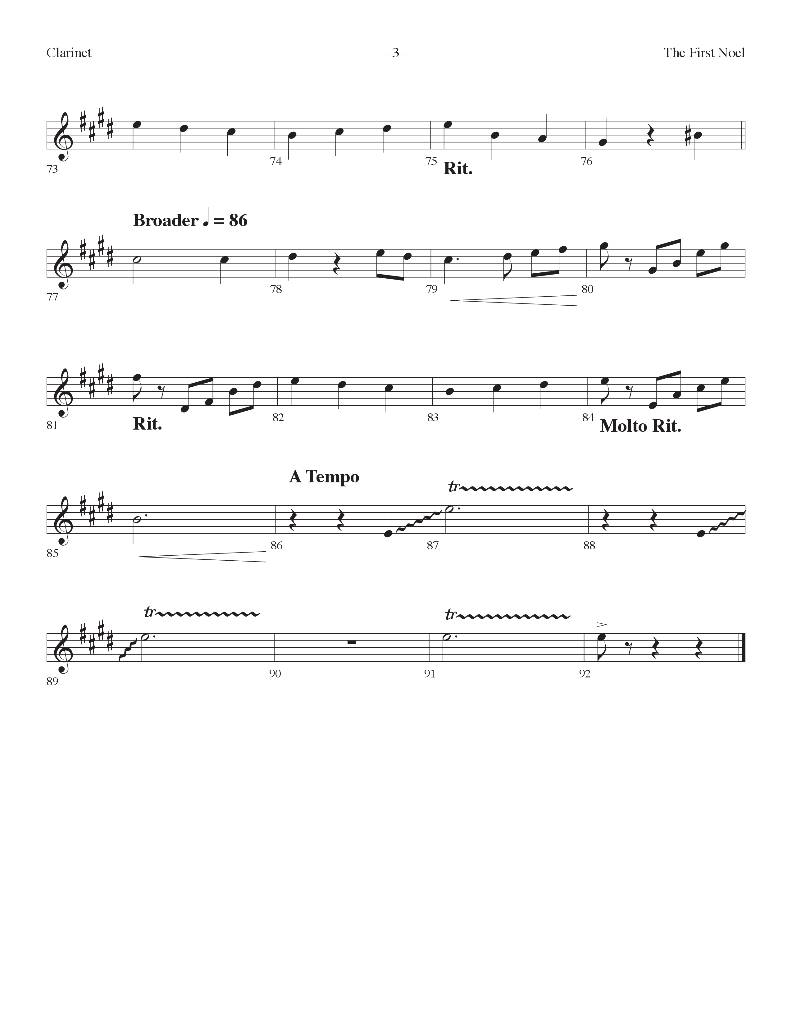 The First Noel (Choral Anthem SATB) Clarinet (Lifeway Choral / Arr. Dennis Allen)